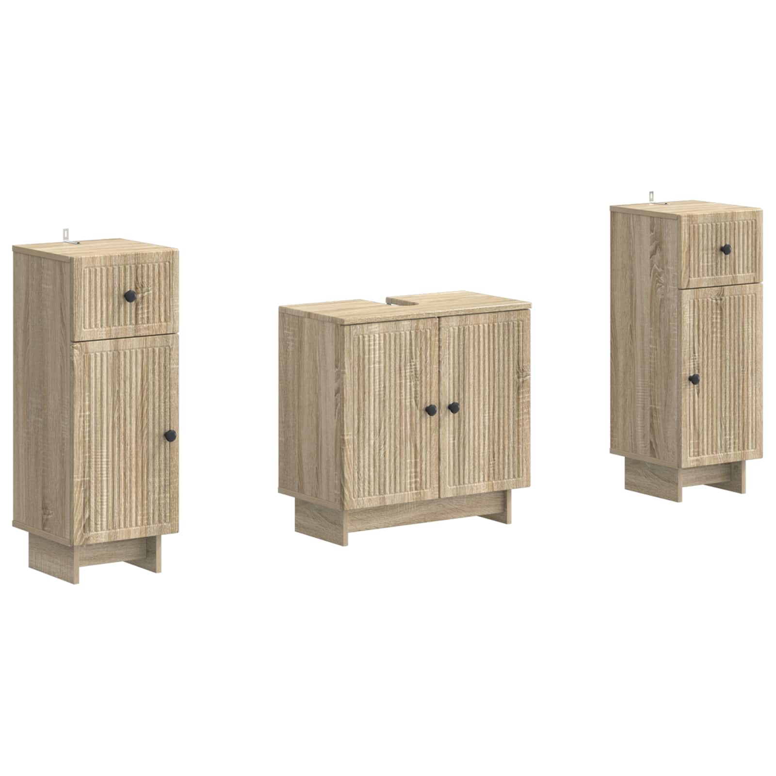 2-delige Badkamerkast Set EDE Sonoma Eiken Bewerkt hout is nu te koop bij PeponiXL, paradijselijk wonen!