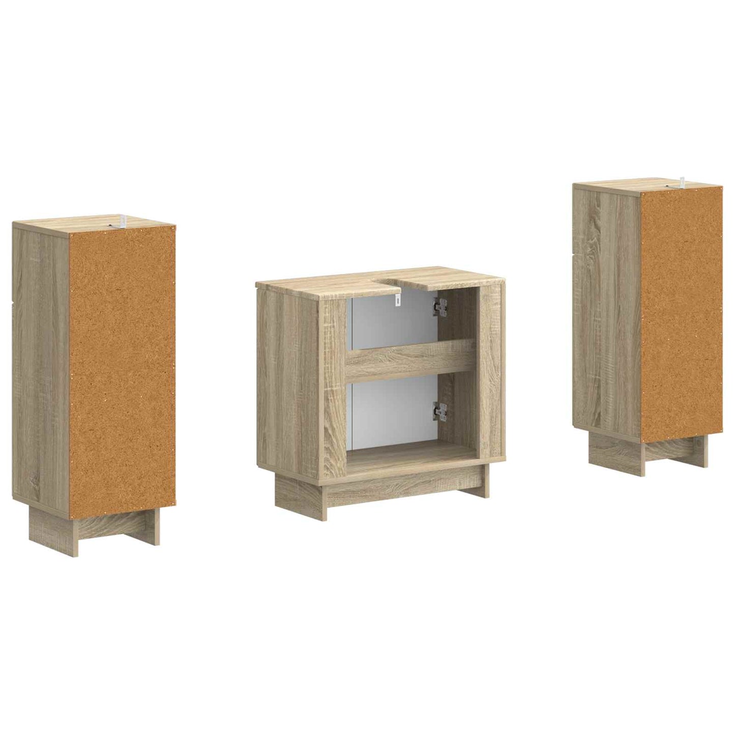 2-delige Badkamerkast Set EDE Sonoma Eiken Bewerkt hout is nu te koop bij PeponiXL, paradijselijk wonen!