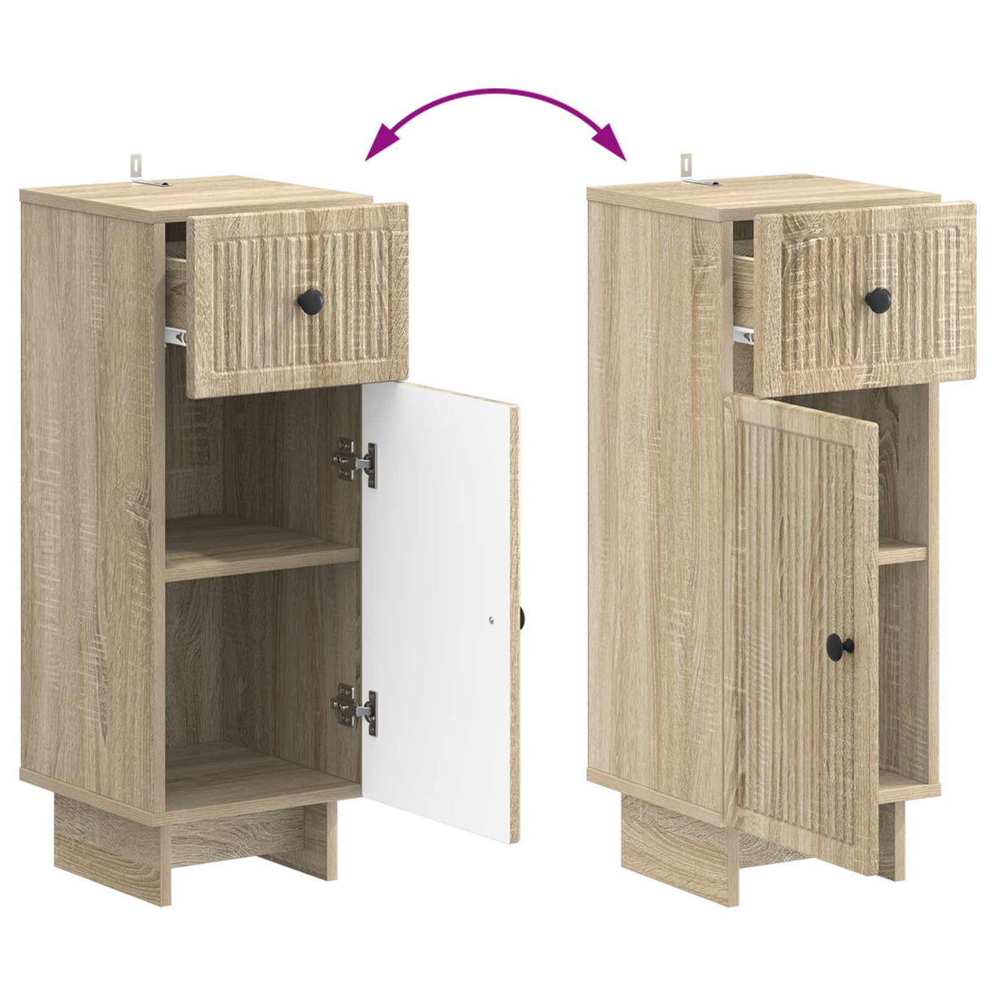 2-delige Badkamerkast Set EDE Sonoma Eiken Bewerkt hout is nu te koop bij PeponiXL, paradijselijk wonen!