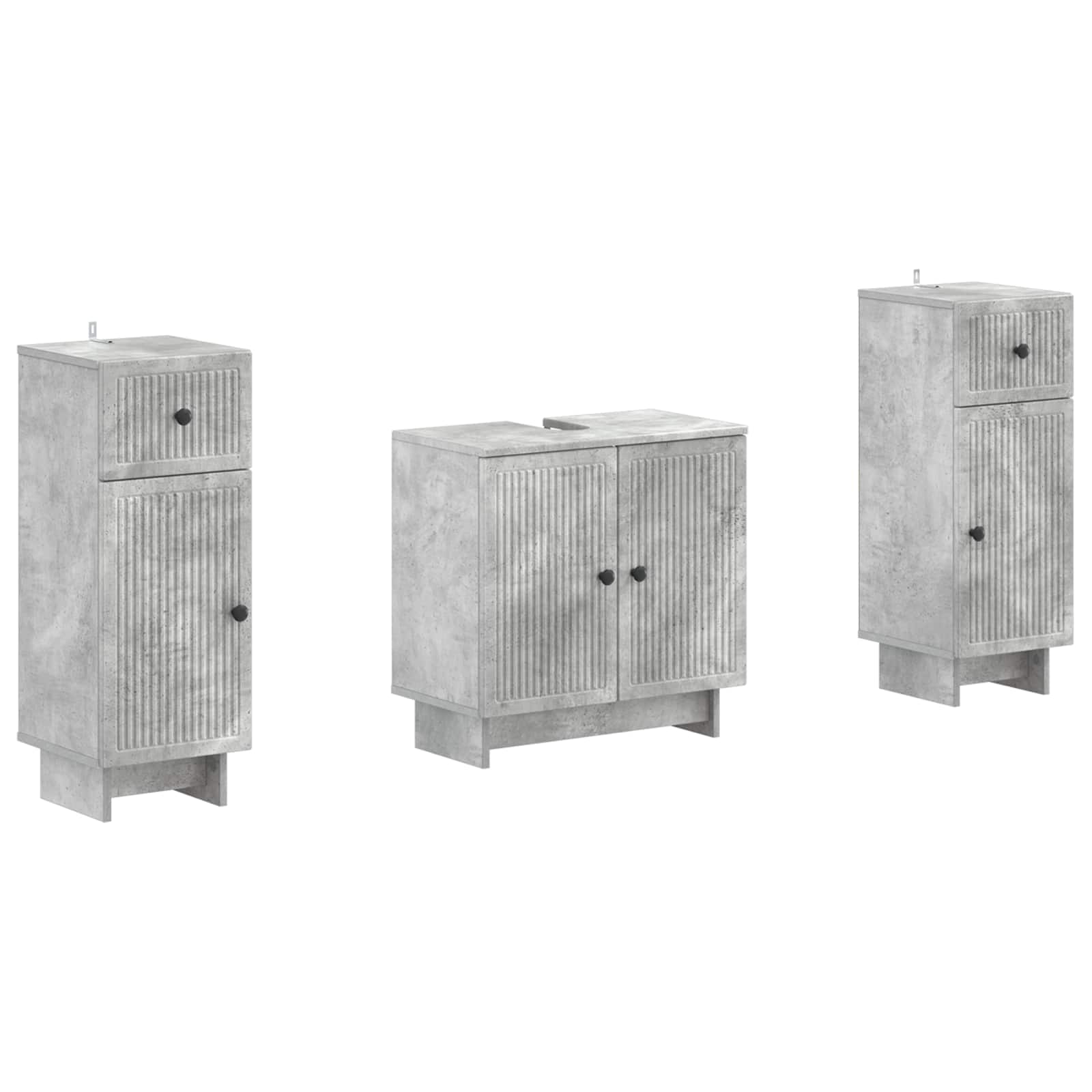 2-delige Badkamerkast Set EDE Betongrijs Bewerkt hout is nu te koop bij PeponiXL, paradijselijk wonen!