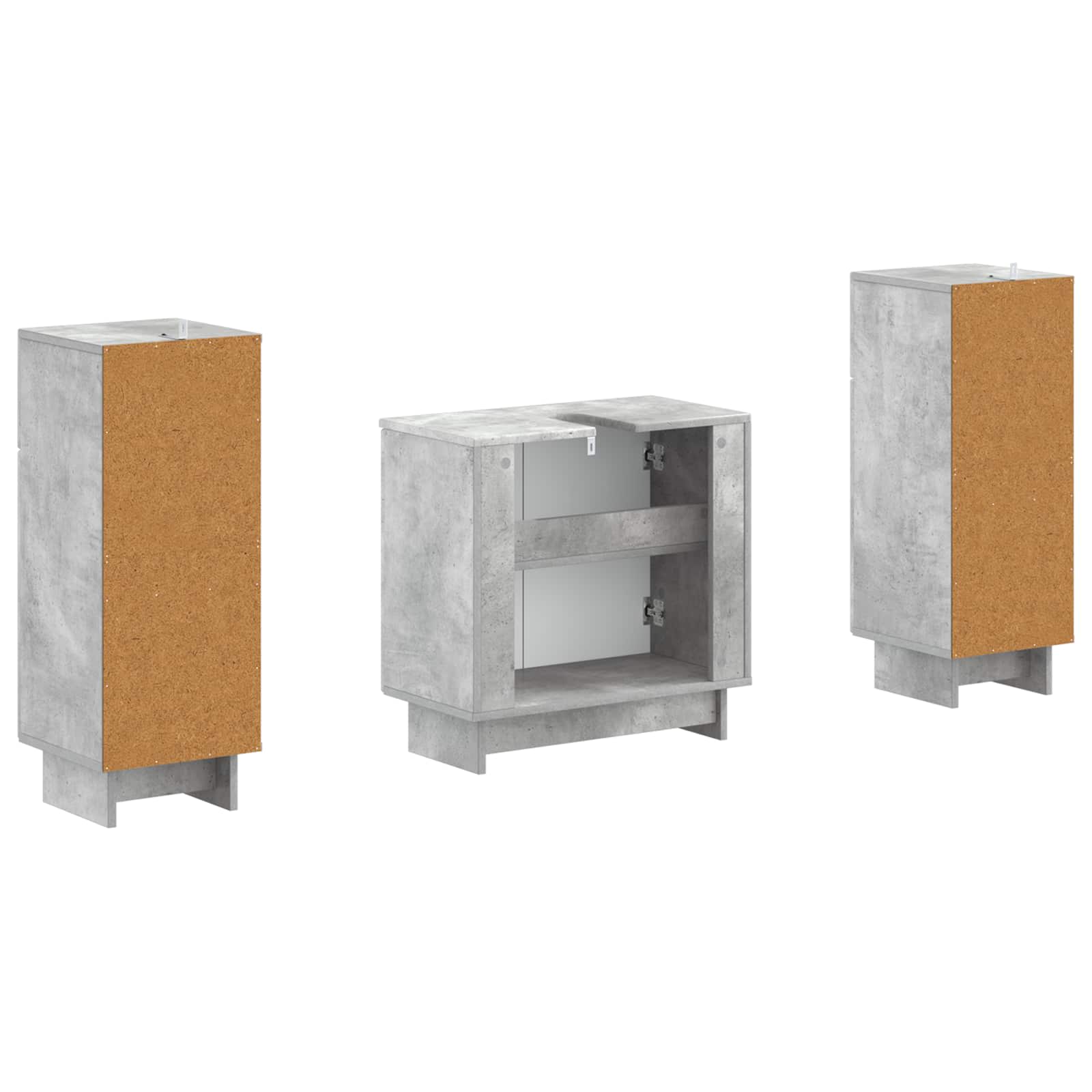 2-delige Badkamerkast Set EDE Betongrijs Bewerkt hout is nu te koop bij PeponiXL, paradijselijk wonen!