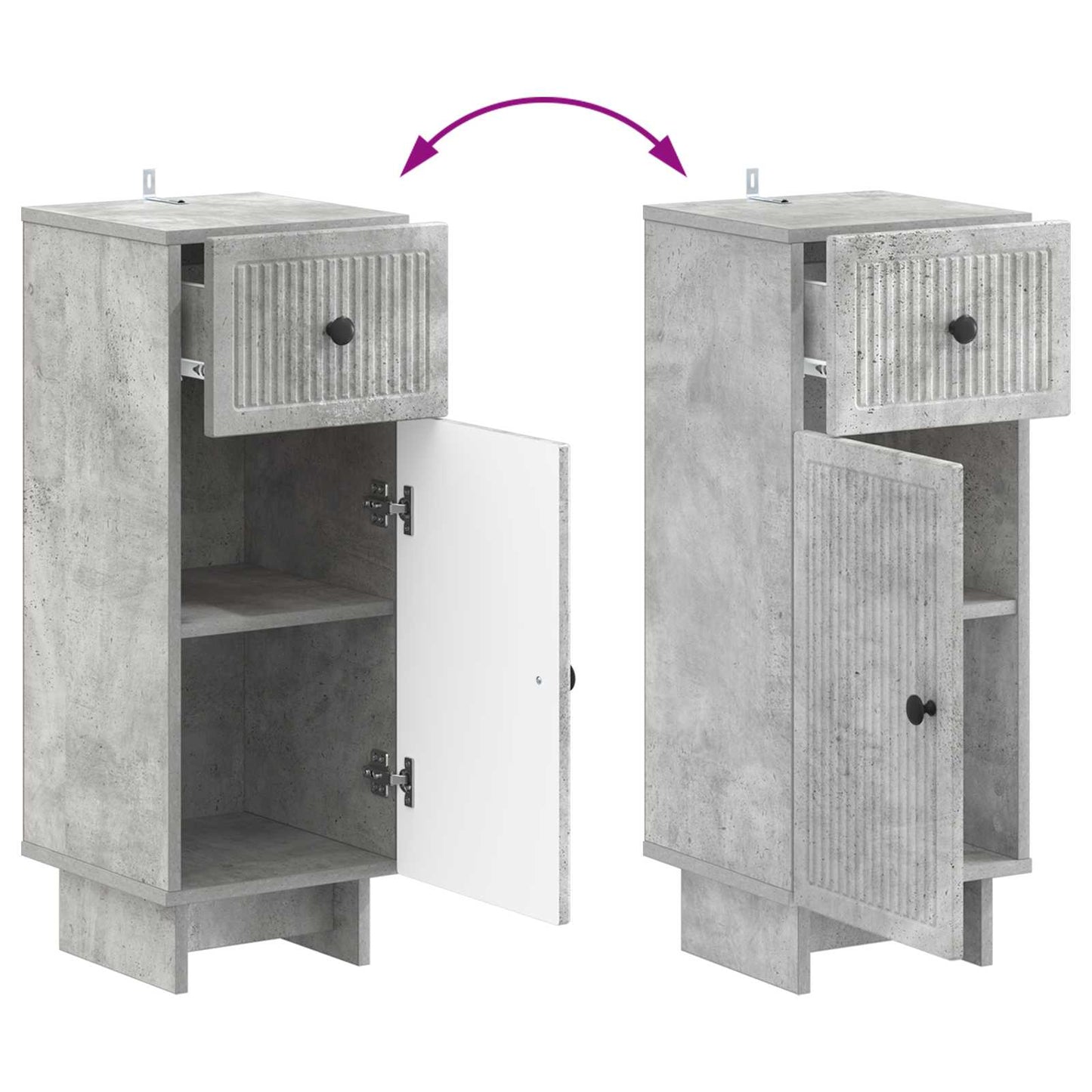 2-delige Badkamerkast Set EDE Betongrijs Bewerkt hout is nu te koop bij PeponiXL, paradijselijk wonen!