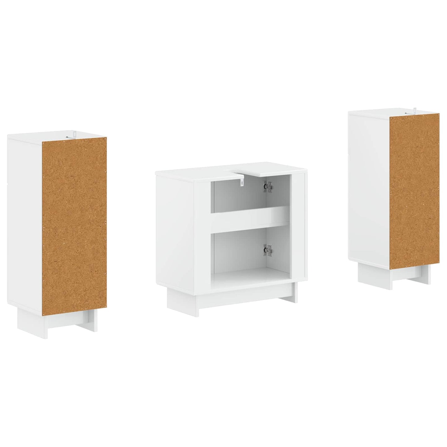 2-delige Badkamerkast Set EDE Hoogglans Wit Bewerkt hout is nu te koop bij PeponiXL, paradijselijk wonen!