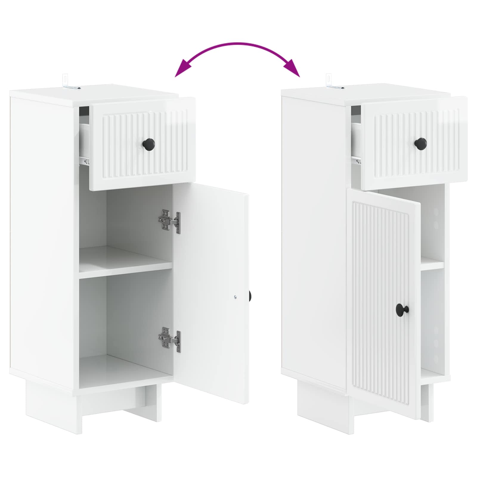 2-delige Badkamerkast Set EDE Hoogglans Wit Bewerkt hout is nu te koop bij PeponiXL, paradijselijk wonen!