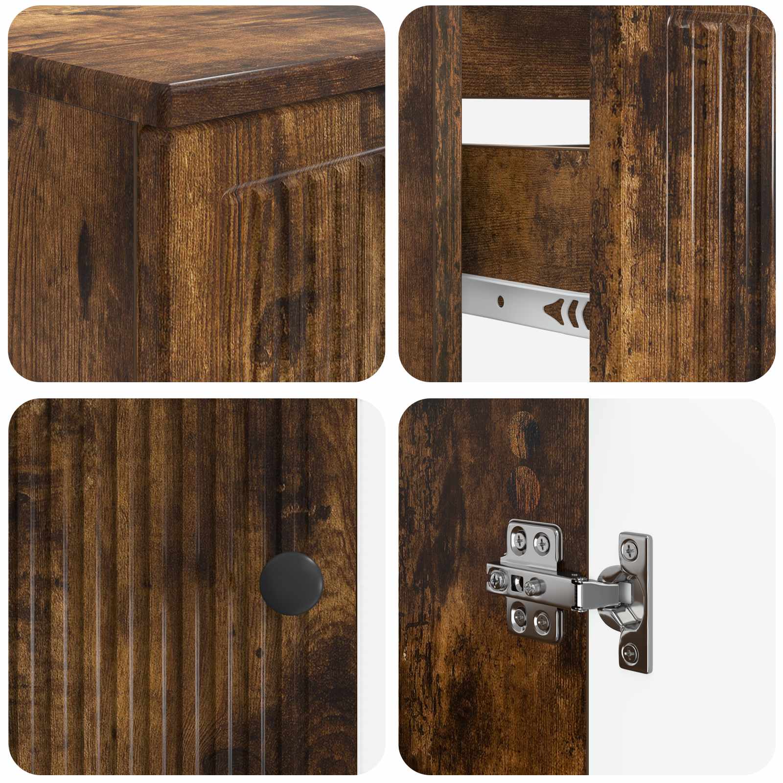 2-delige Badkamerkast Set EDE Gerookt eiken Bewerkt hout is nu te koop bij PeponiXL, paradijselijk wonen!
