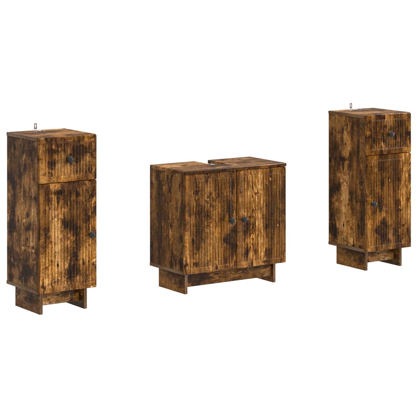 2-delige Badkamerkast Set EDE Gerookt eiken Bewerkt hout is nu te koop bij PeponiXL, paradijselijk wonen!
