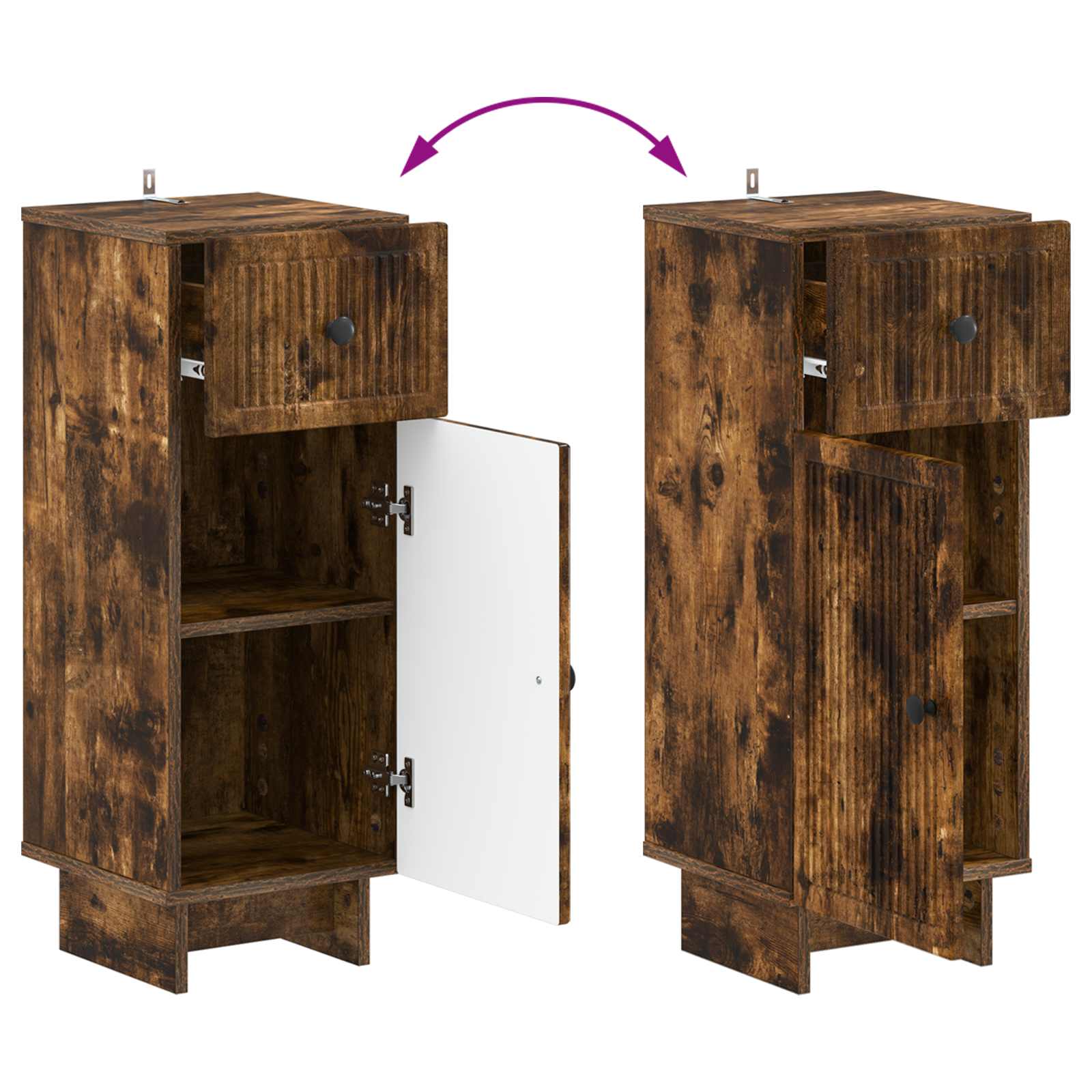 2-delige Badkamerkast Set EDE Gerookt eiken Bewerkt hout is nu te koop bij PeponiXL, paradijselijk wonen!