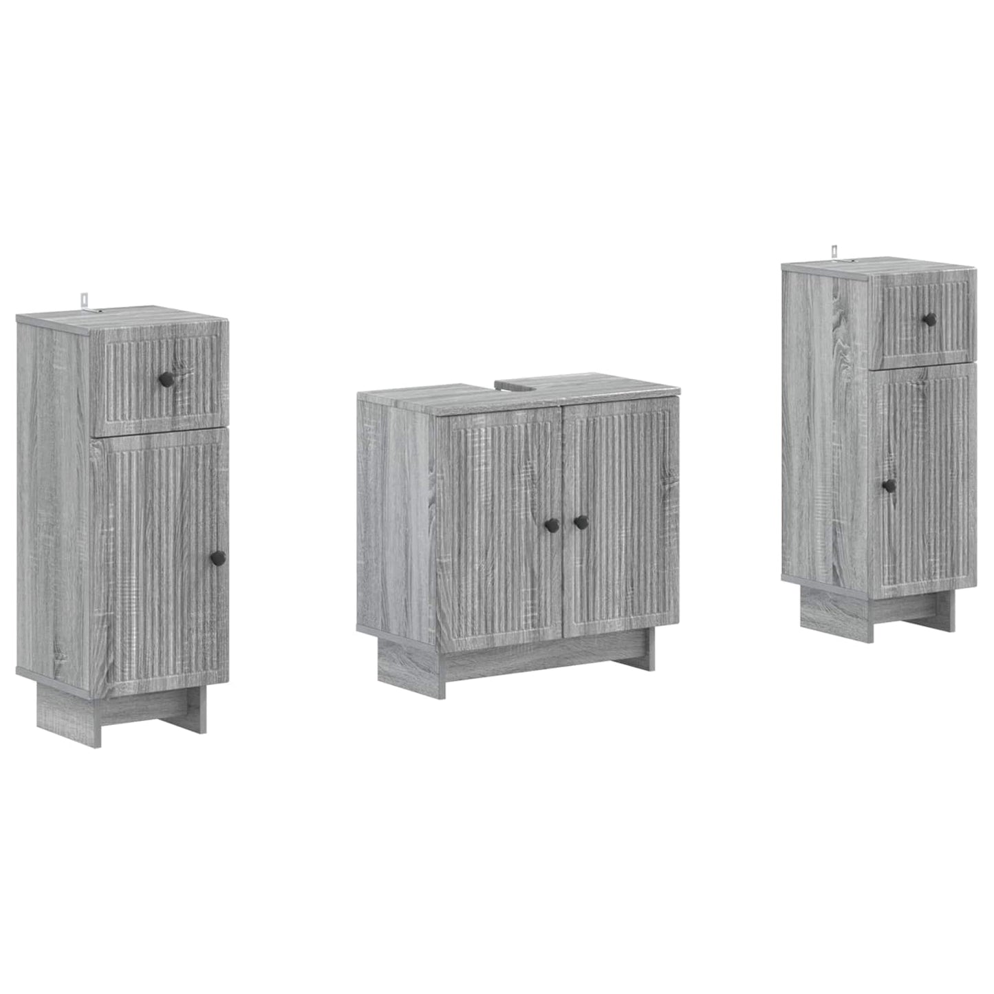 2-delige Badkamerkast Set EDE Grijs Sonoma Bewerkt hout is nu te koop bij PeponiXL, paradijselijk wonen!
