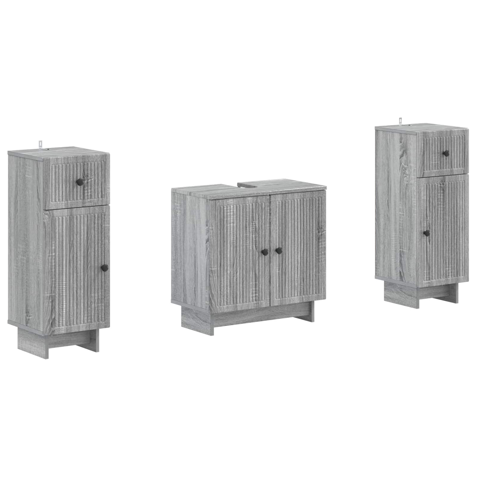 2-delige Badkamerkast Set EDE Grijs Sonoma Bewerkt hout is nu te koop bij PeponiXL, paradijselijk wonen!