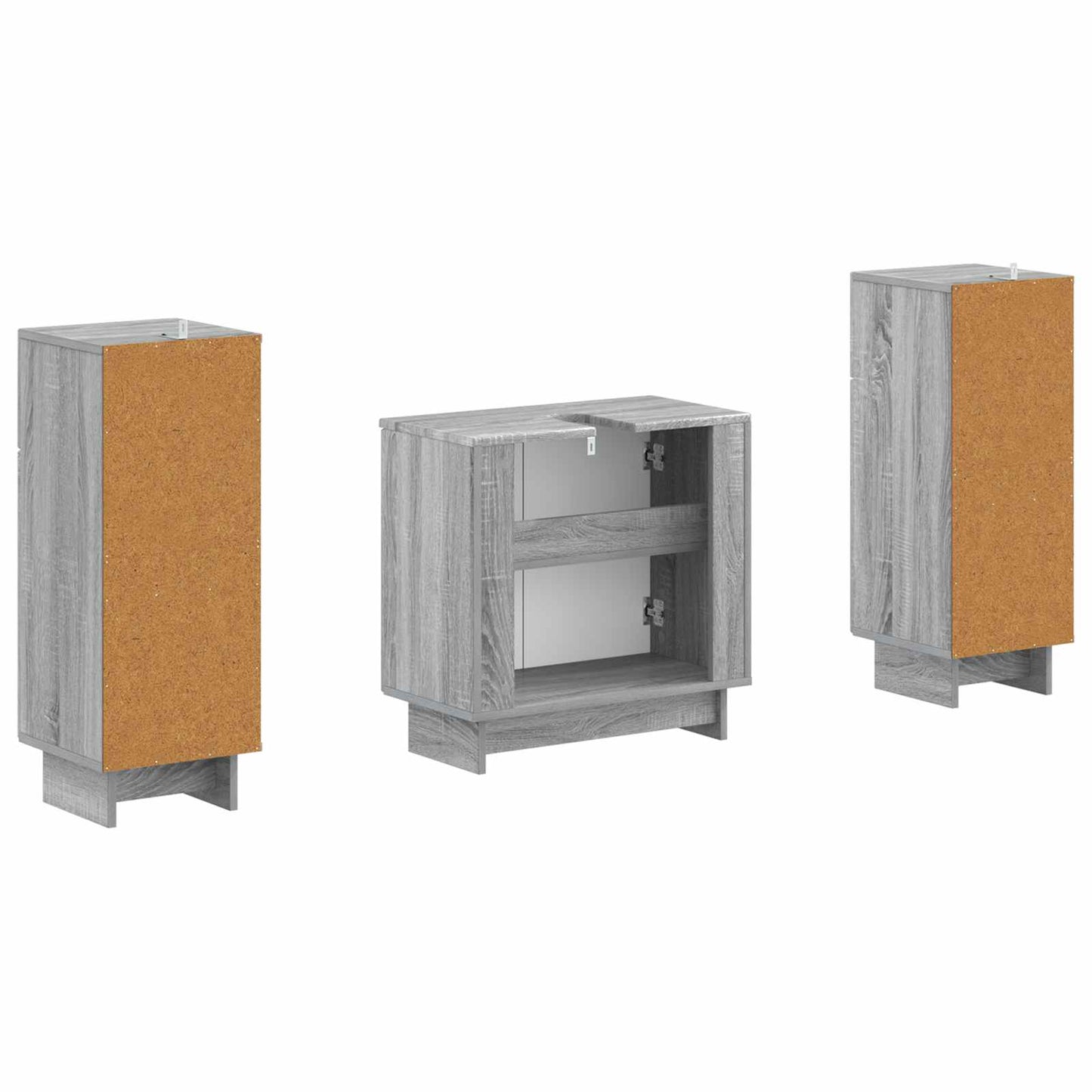 2-delige Badkamerkast Set EDE Grijs Sonoma Bewerkt hout is nu te koop bij PeponiXL, paradijselijk wonen!