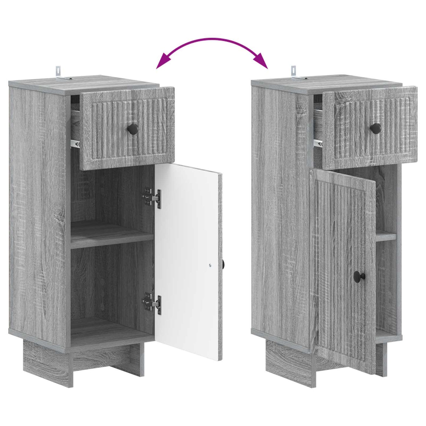 2-delige Badkamerkast Set EDE Grijs Sonoma Bewerkt hout is nu te koop bij PeponiXL, paradijselijk wonen!