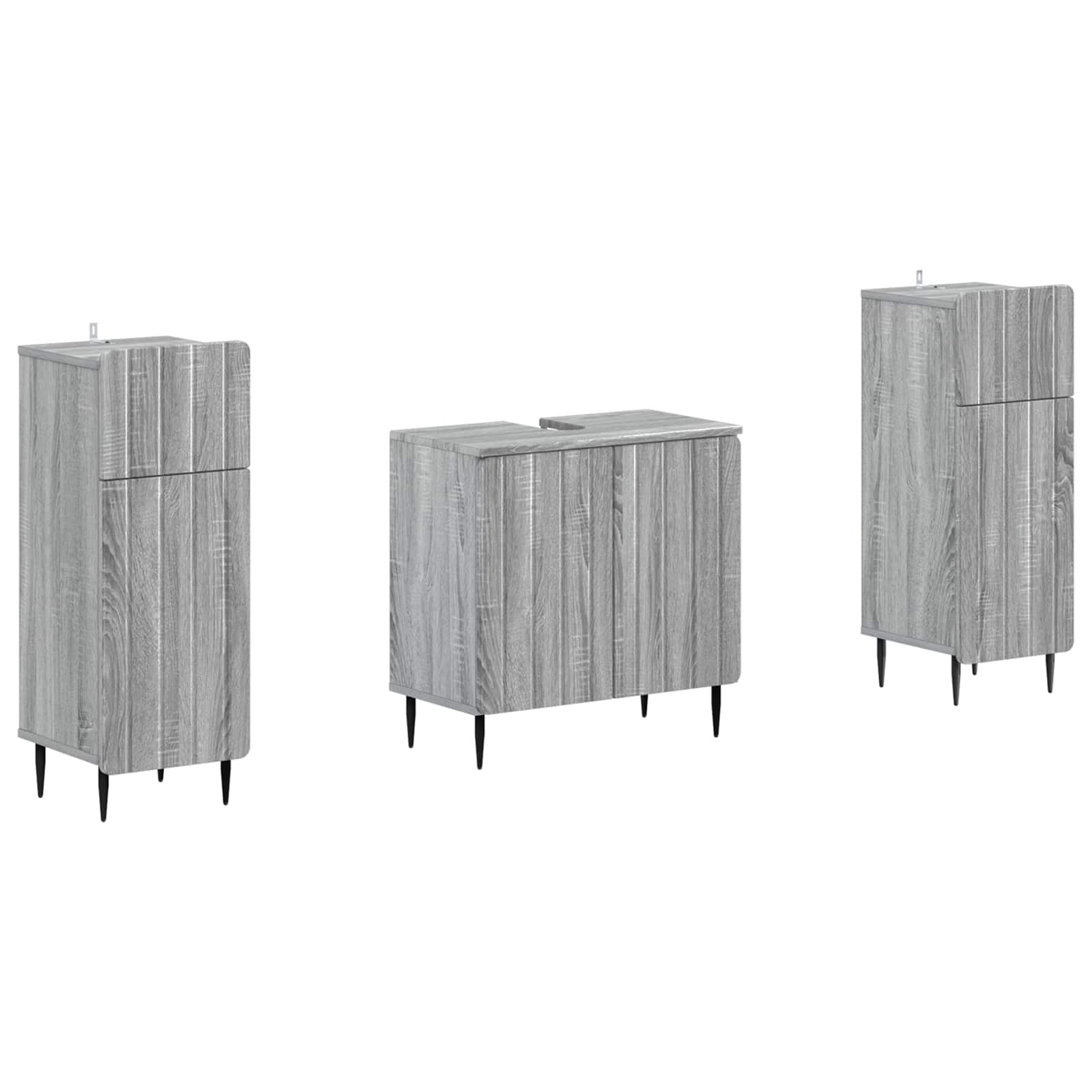 2-delige Badkamerkast Set ZWOLLE Grijs Sonoma Bewerkt hout is nu te koop bij PeponiXL, paradijselijk wonen!