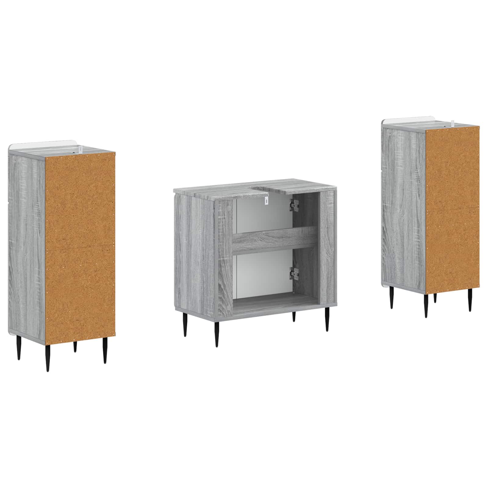 2-delige Badkamerkast Set ZWOLLE Grijs Sonoma Bewerkt hout is nu te koop bij PeponiXL, paradijselijk wonen!