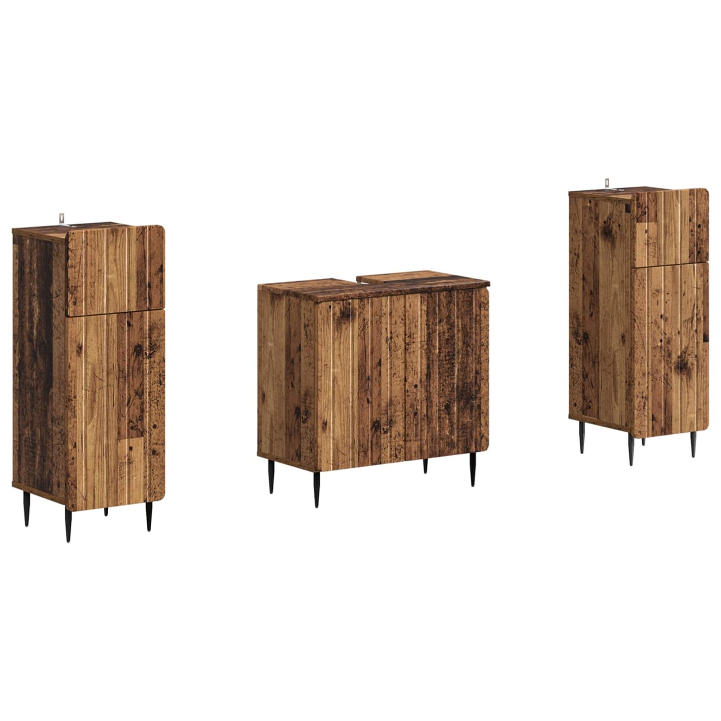 2-delige Badkamerkast Set ZWOLLE Oud hout Bewerkt hout is nu te koop bij PeponiXL, paradijselijk wonen!
