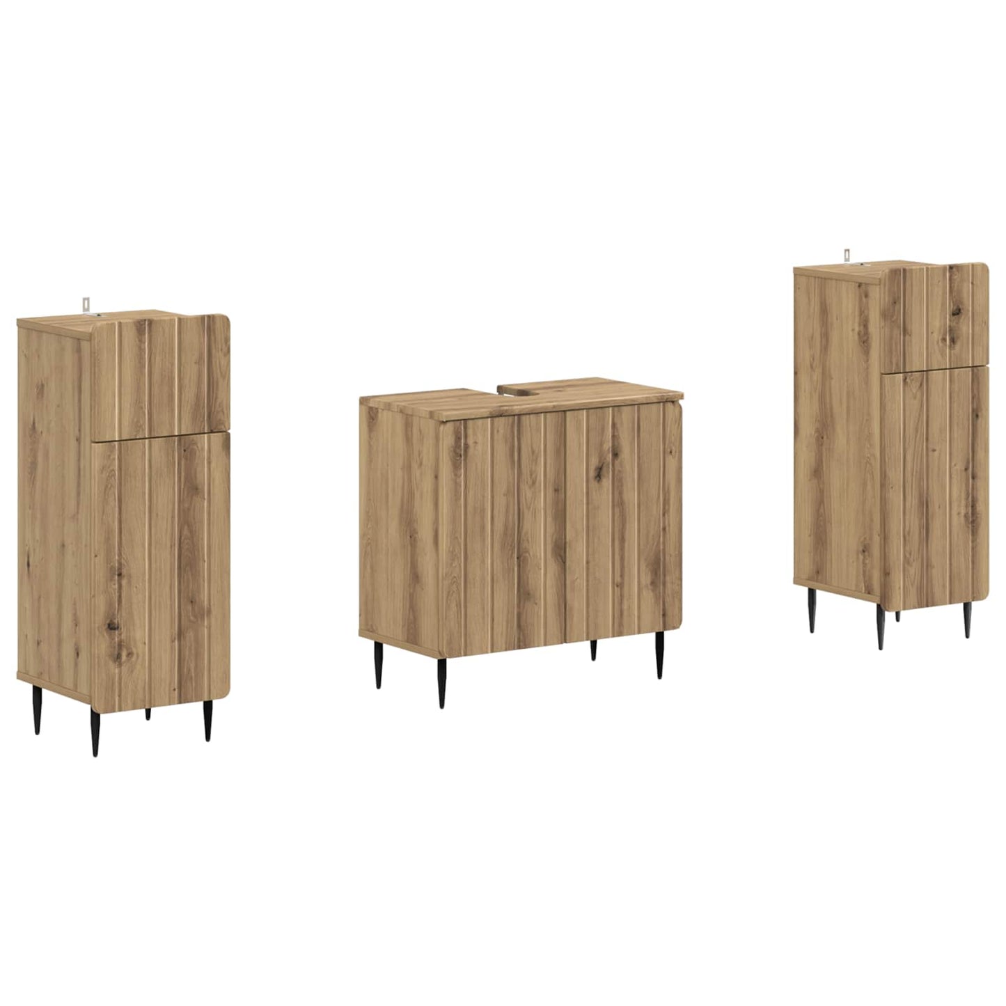 2-delige Badkamerkast Set ZWOLLE Artisanaal eiken Bewerkt hout is nu te koop bij PeponiXL, paradijselijk wonen!