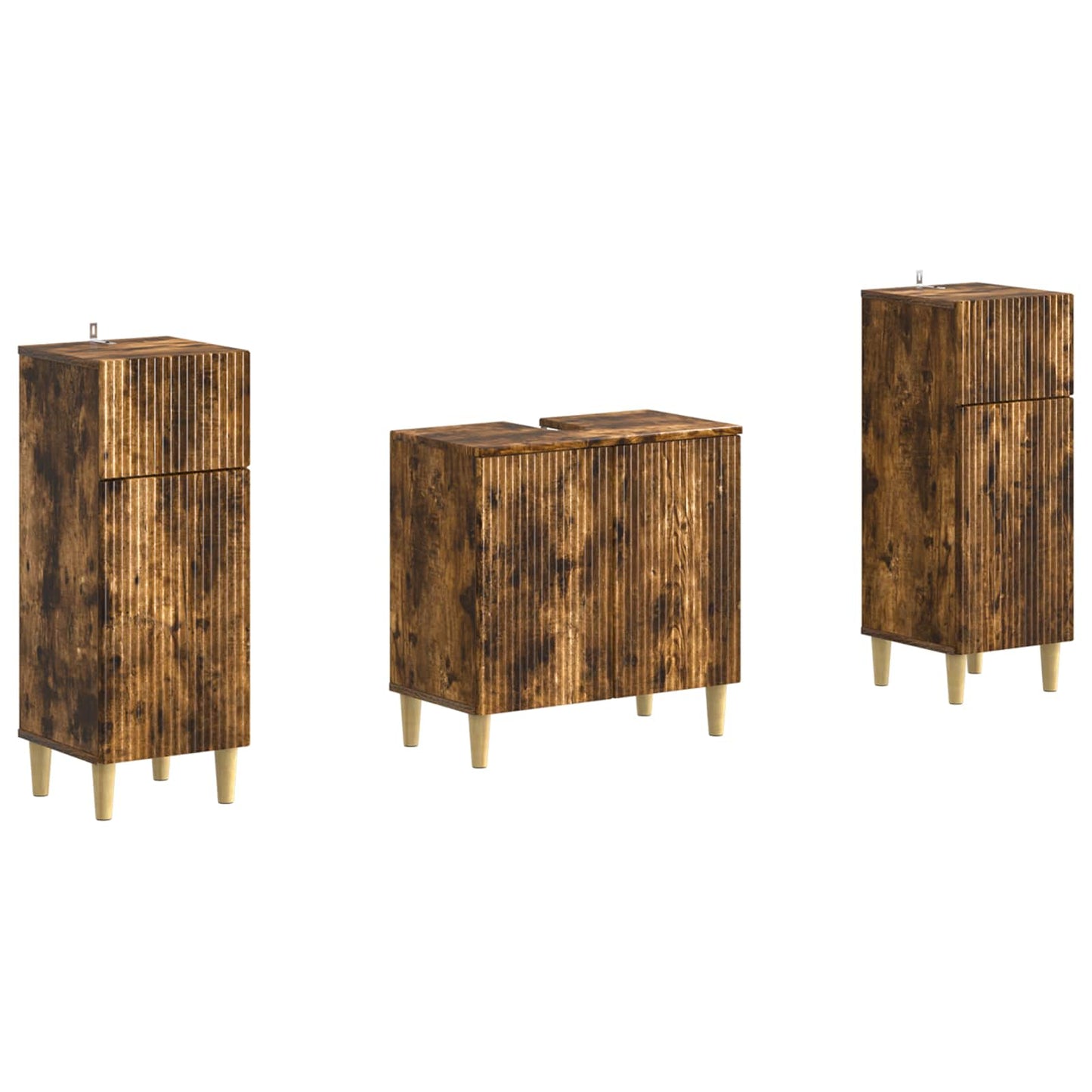 2-delige Badkamerkast Set ARNHEM Gerookt eiken Bewerkt hout is nu te koop bij PeponiXL, paradijselijk wonen!