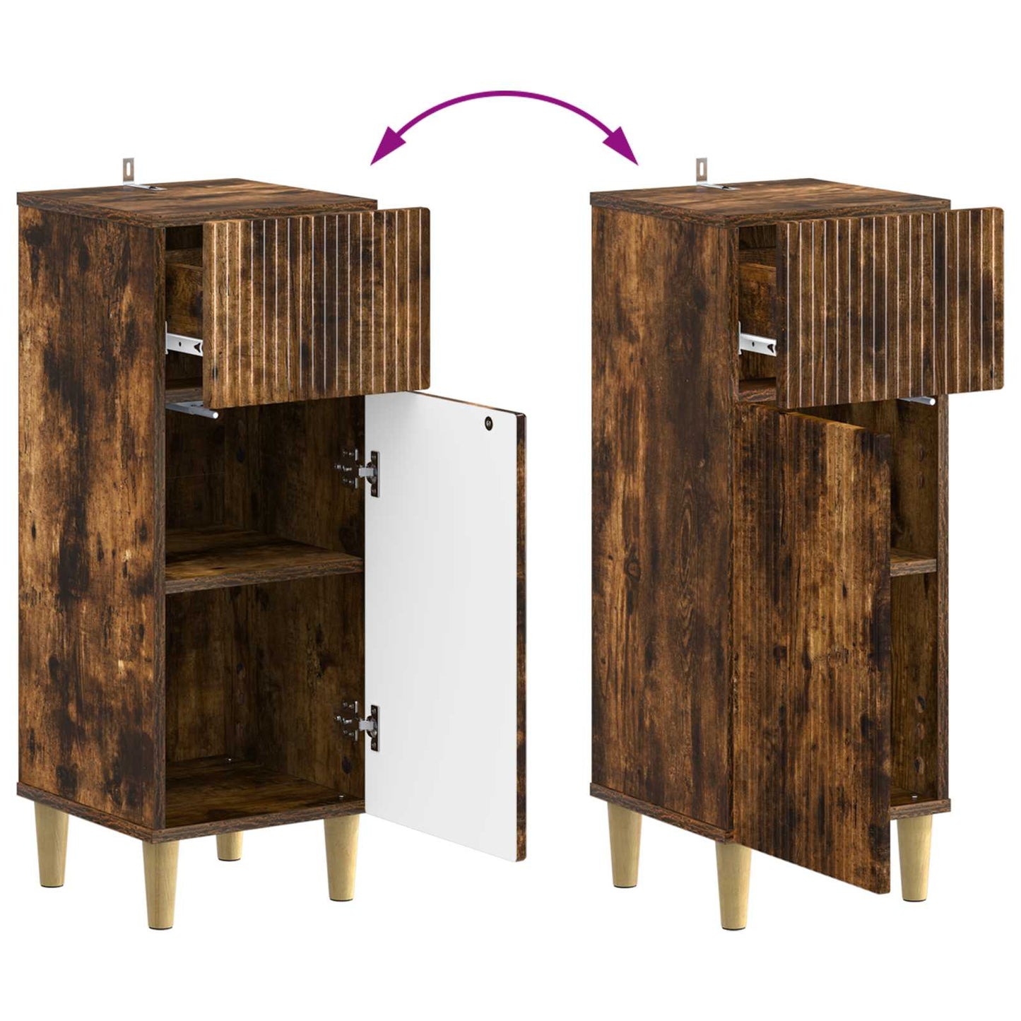 2-delige Badkamerkast Set ARNHEM Gerookt eiken Bewerkt hout is nu te koop bij PeponiXL, paradijselijk wonen!