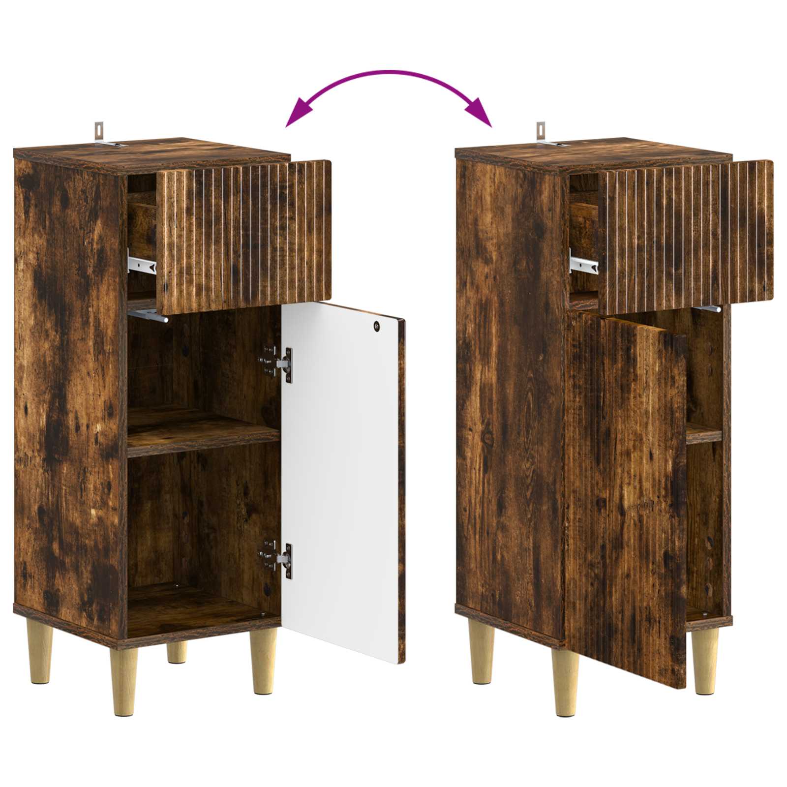 2-delige Badkamerkast Set ARNHEM Gerookt eiken Bewerkt hout is nu te koop bij PeponiXL, paradijselijk wonen!
