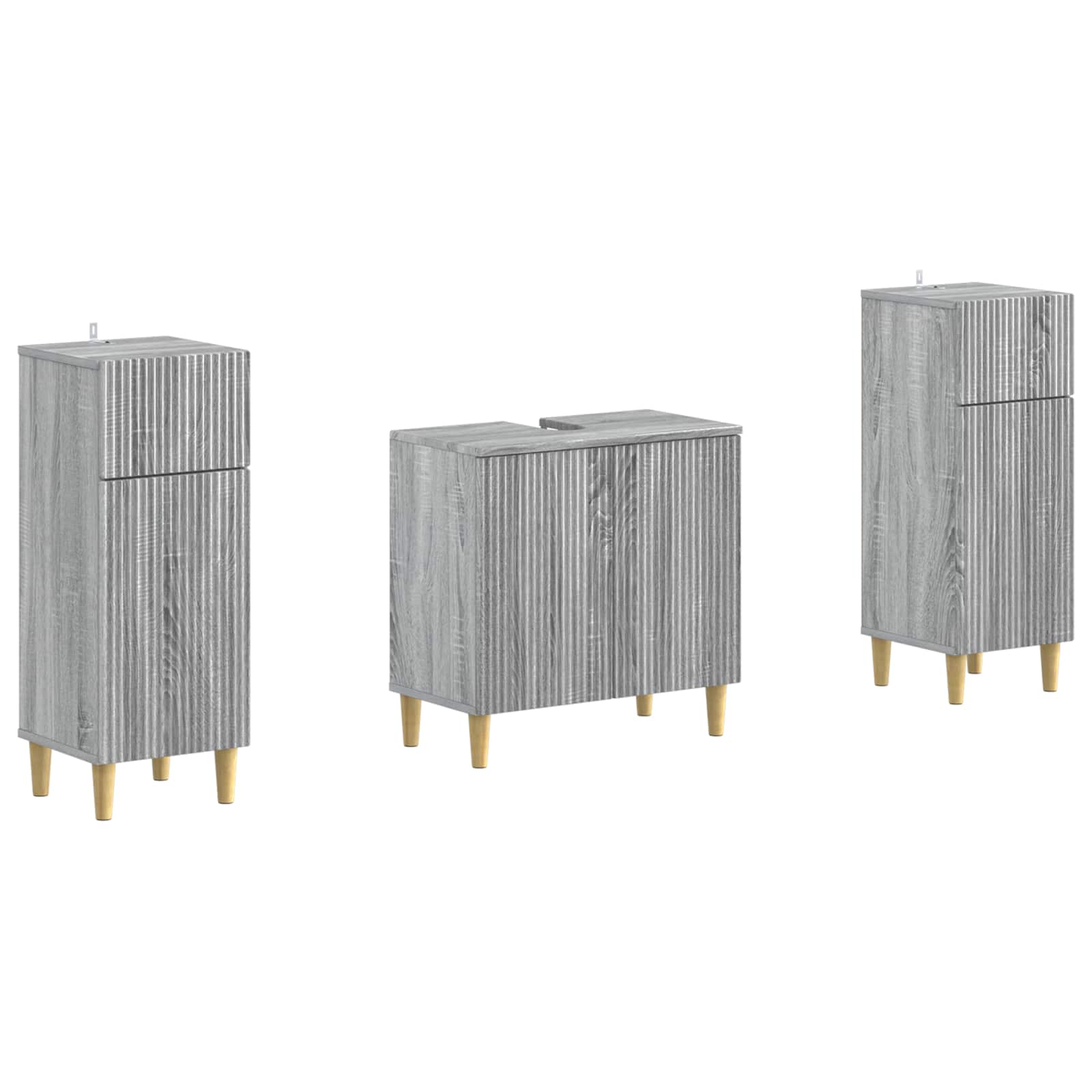 2-delige Badkamerkast Set ARNHEM Grijs Sonoma Bewerkt hout is nu te koop bij PeponiXL, paradijselijk wonen!