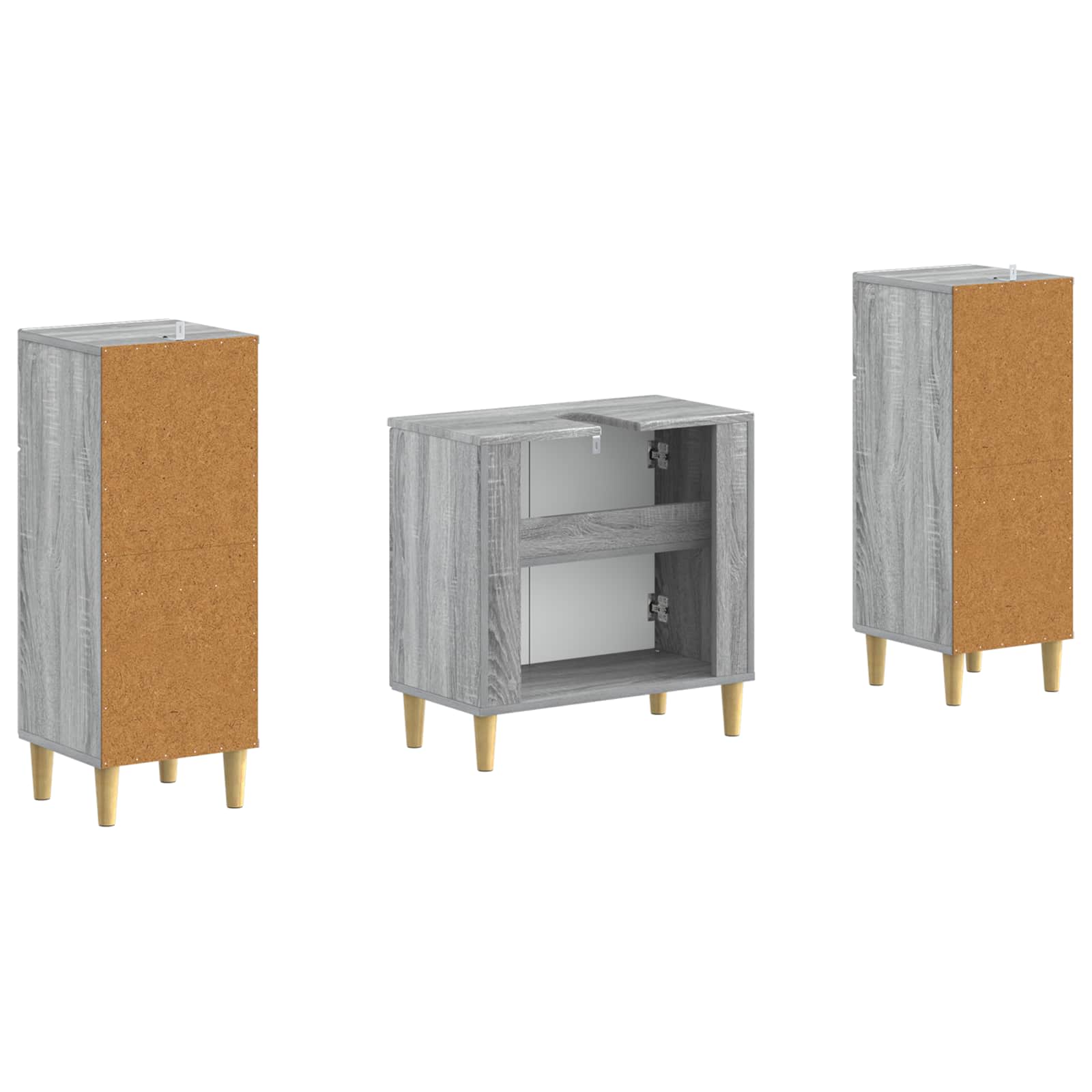 2-delige Badkamerkast Set ARNHEM Grijs Sonoma Bewerkt hout is nu te koop bij PeponiXL, paradijselijk wonen!