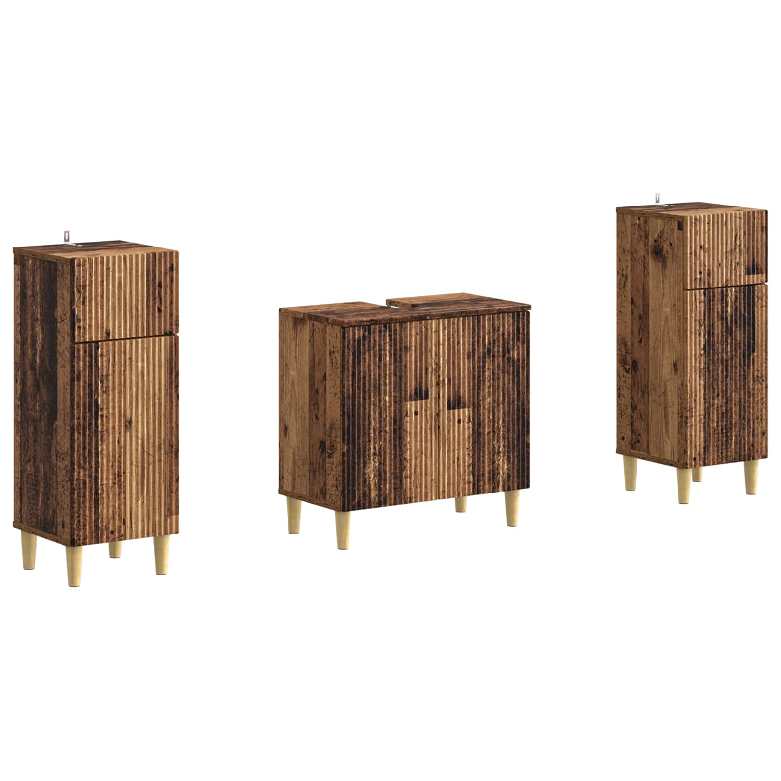 2-delige Badkamerkast Set ARNHEM Oud hout Bewerkt hout is nu te koop bij PeponiXL, paradijselijk wonen!