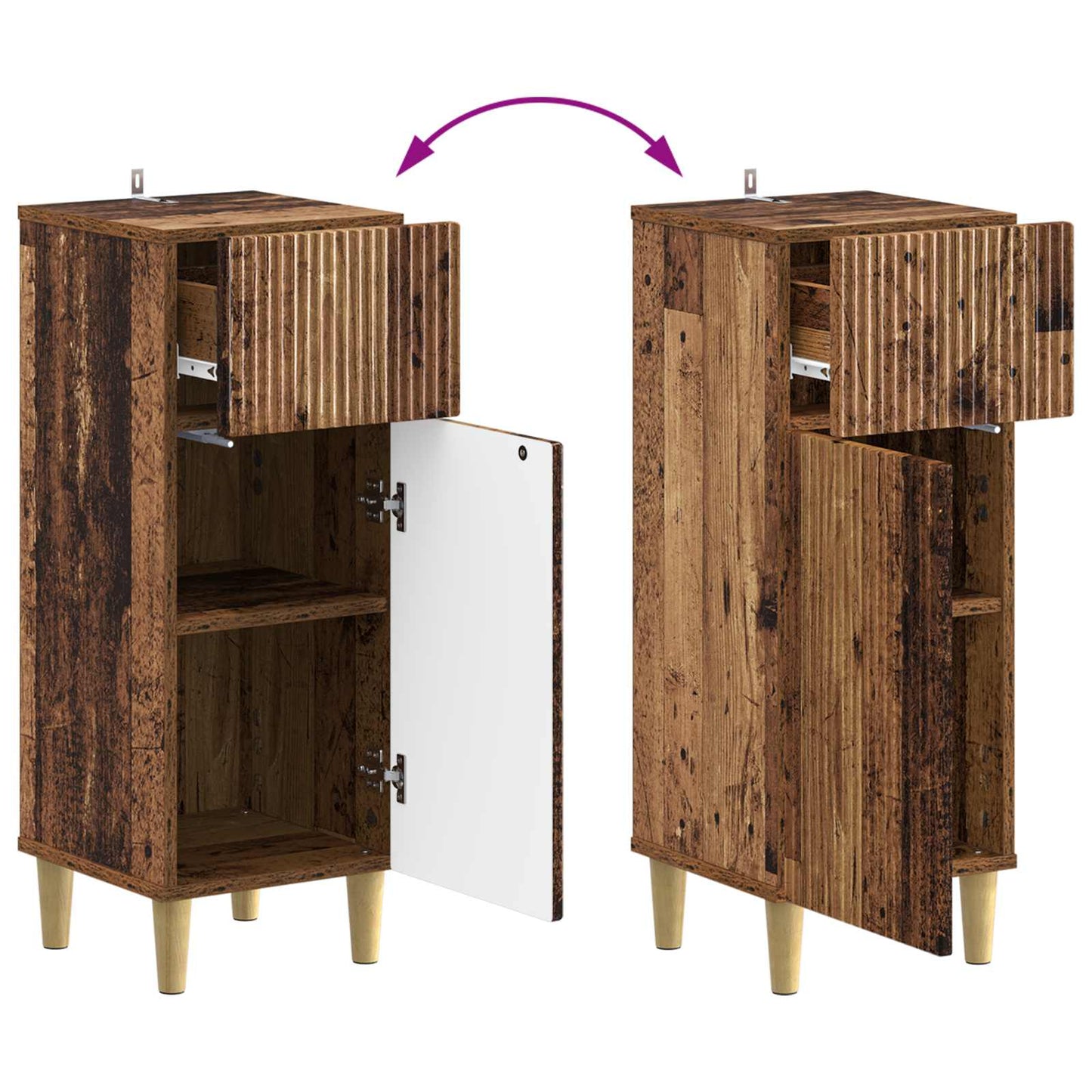 2-delige Badkamerkast Set ARNHEM Oud hout Bewerkt hout is nu te koop bij PeponiXL, paradijselijk wonen!