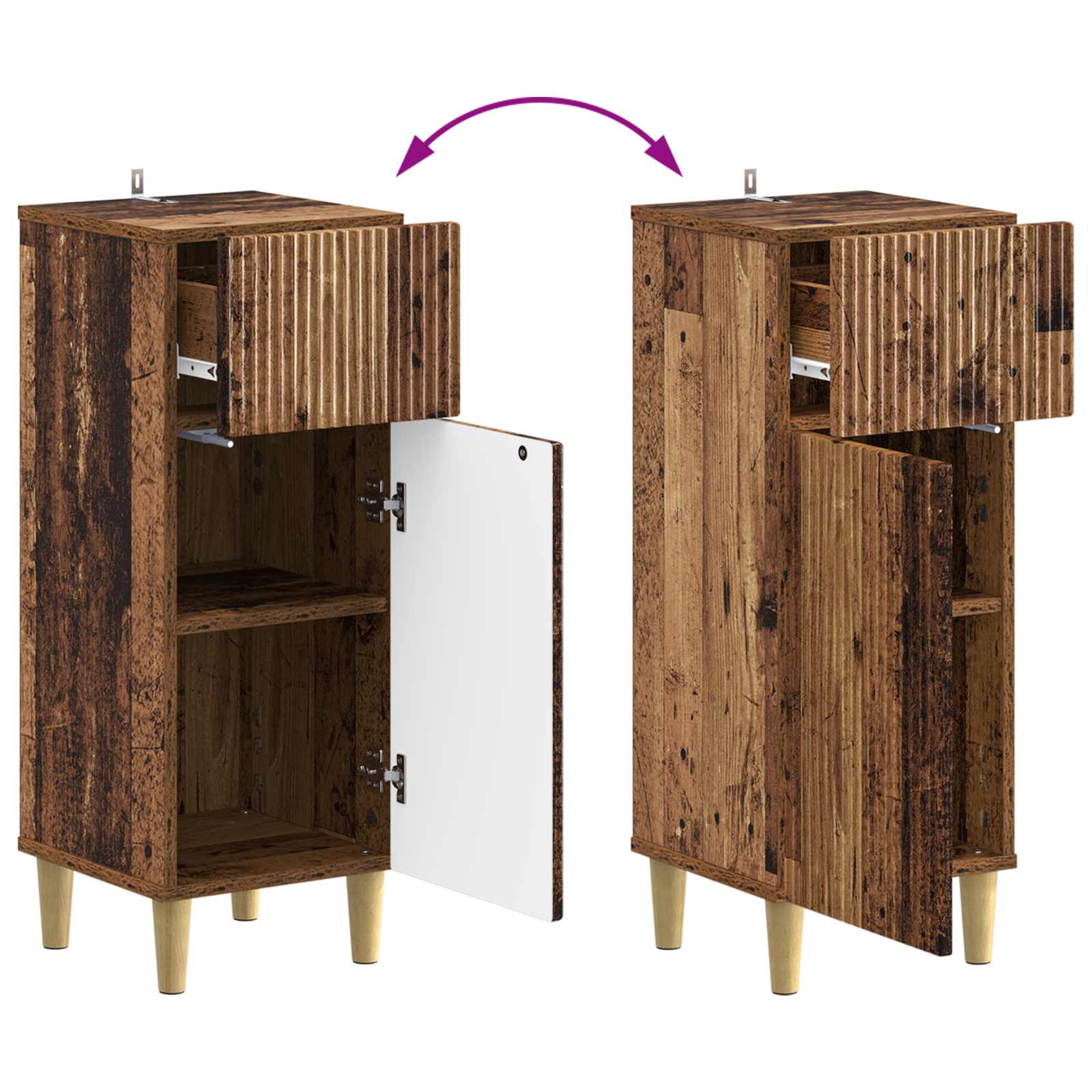 2-delige Badkamerkast Set ARNHEM Oud hout Bewerkt hout is nu te koop bij PeponiXL, paradijselijk wonen!