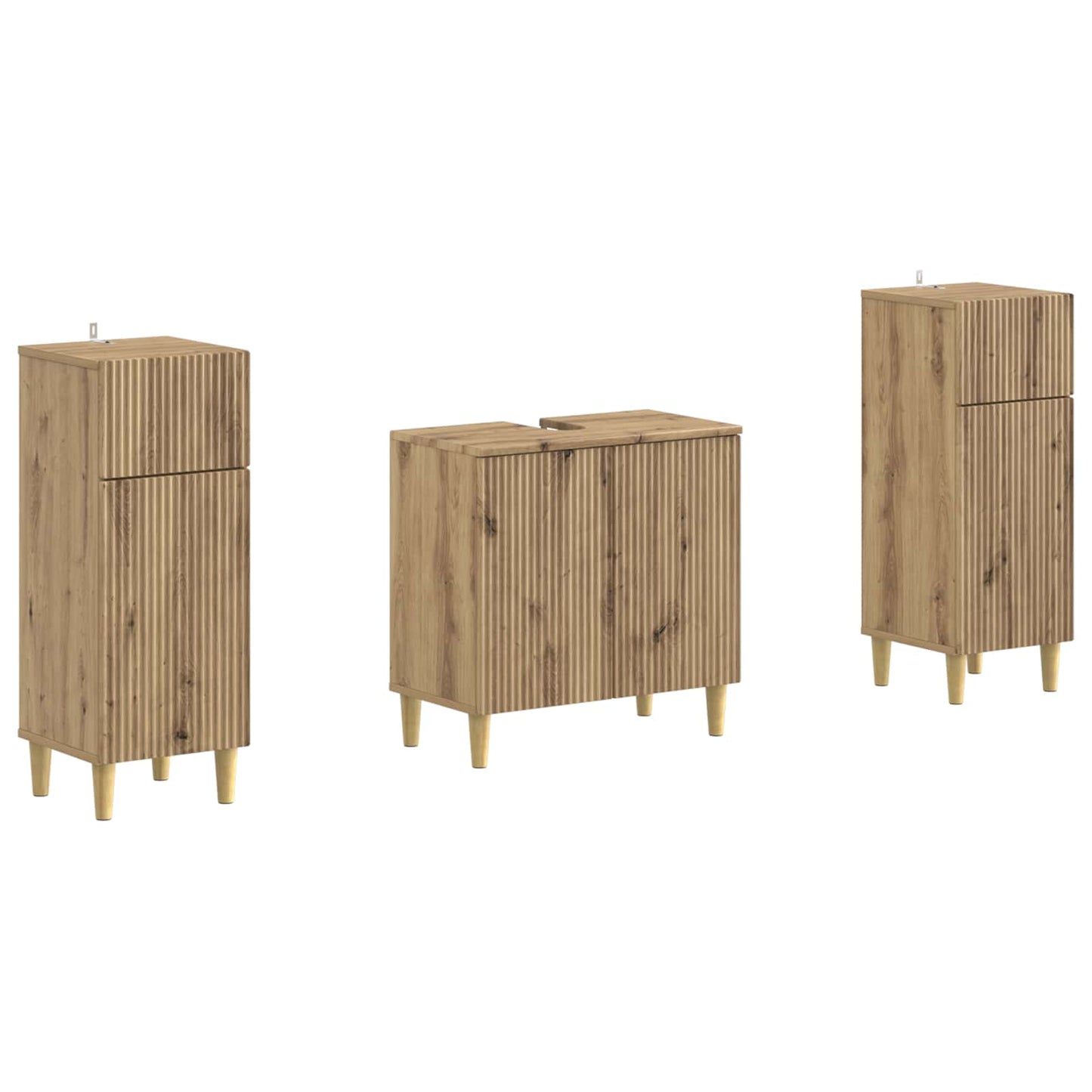 2-delige Badkamerkast Set ARNHEM Artisanaal eiken Bewerkt hout is nu te koop bij PeponiXL, paradijselijk wonen!