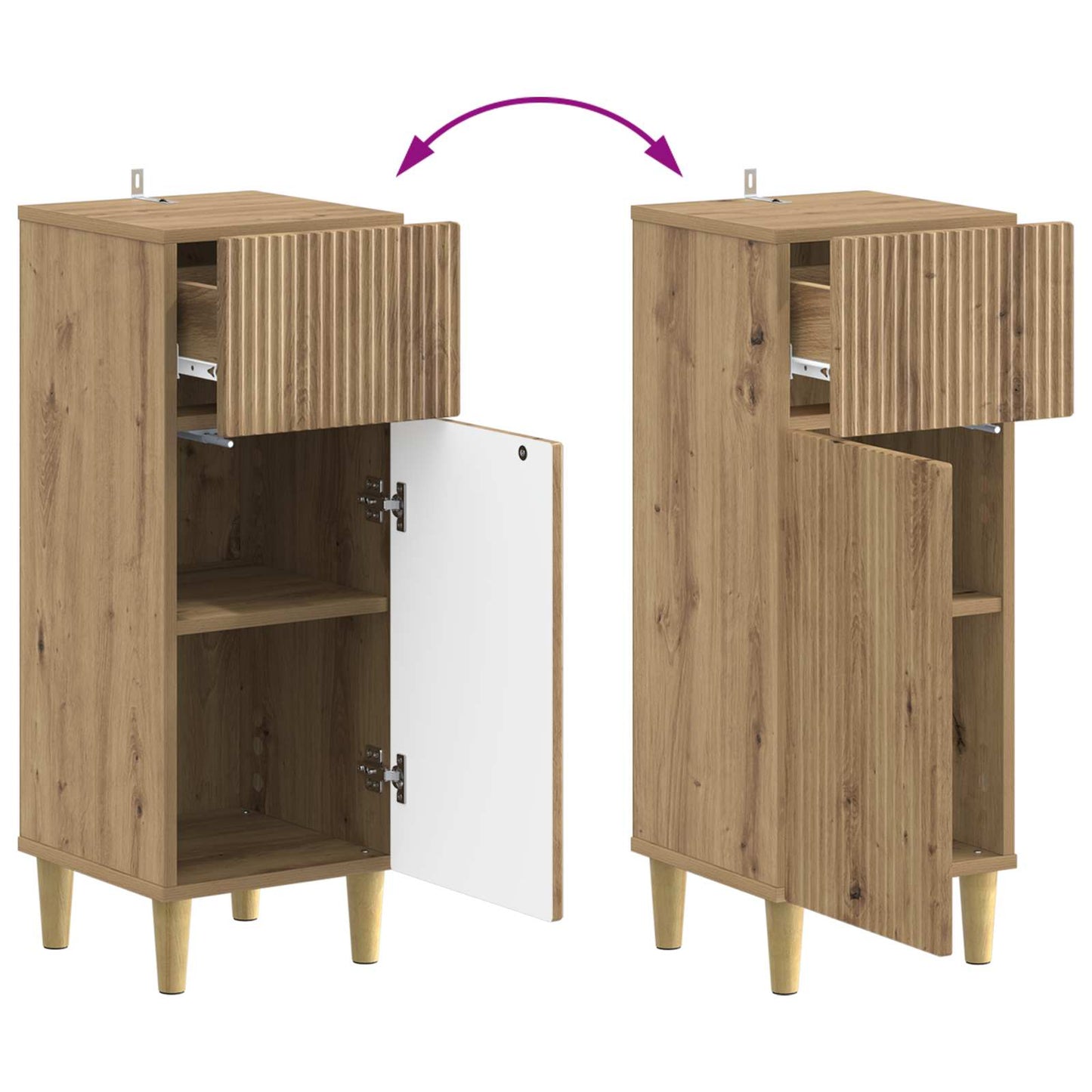 2-delige Badkamerkast Set ARNHEM Artisanaal eiken Bewerkt hout is nu te koop bij PeponiXL, paradijselijk wonen!