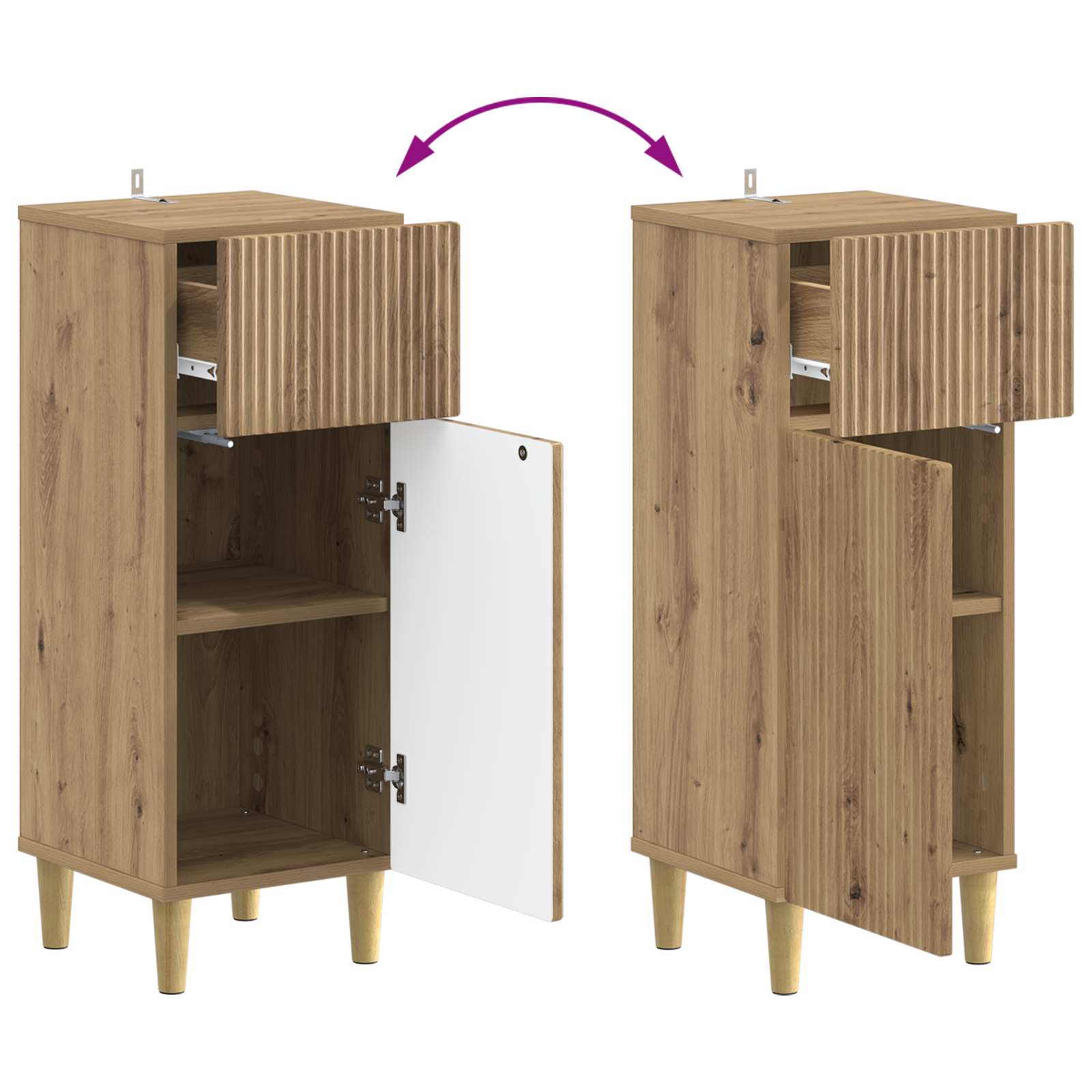 2-delige Badkamerkast Set ARNHEM Artisanaal eiken Bewerkt hout is nu te koop bij PeponiXL, paradijselijk wonen!