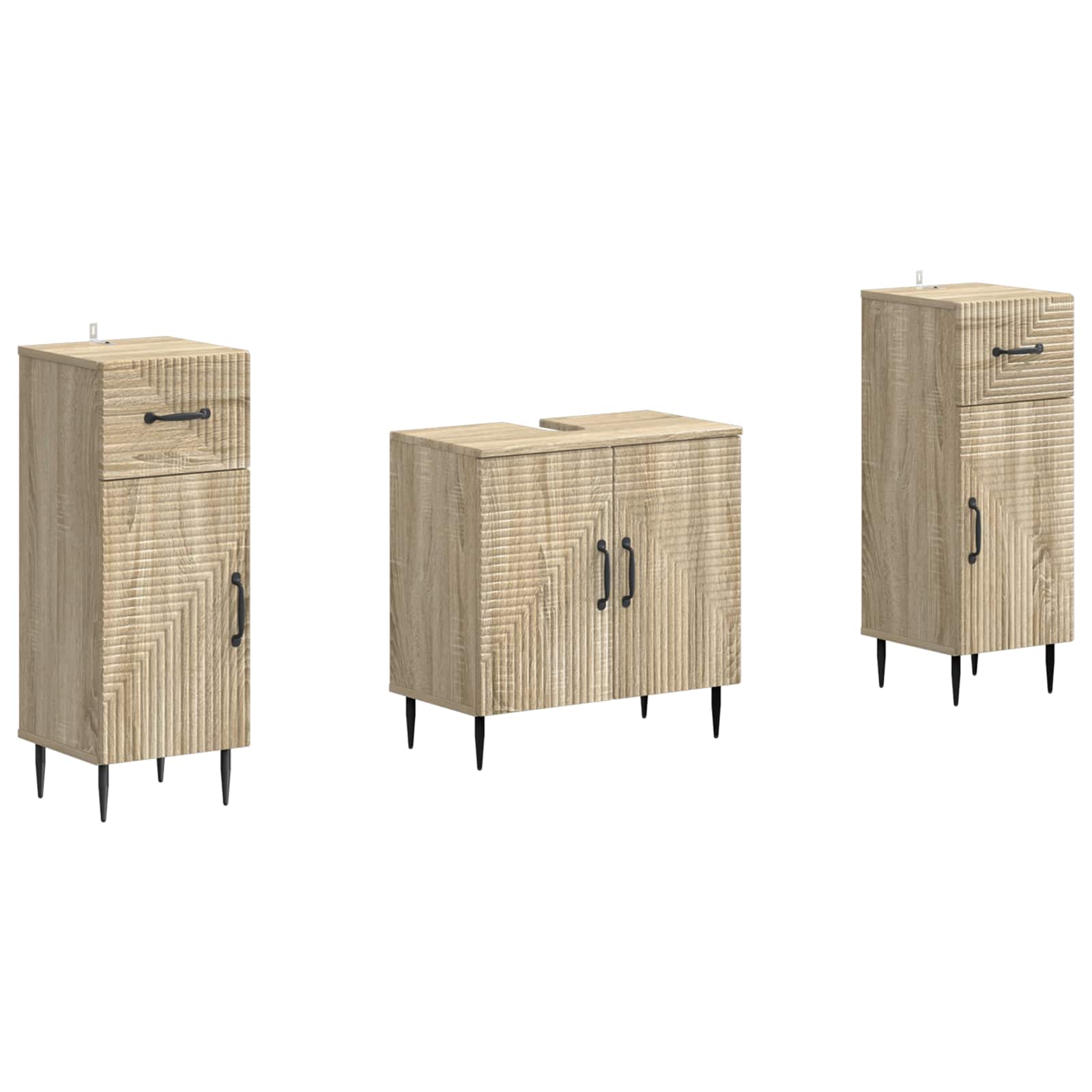 2-delige Badkamerkast Set HAARLEM Sonoma Eiken Bewerkt hout is nu te koop bij PeponiXL, paradijselijk wonen!