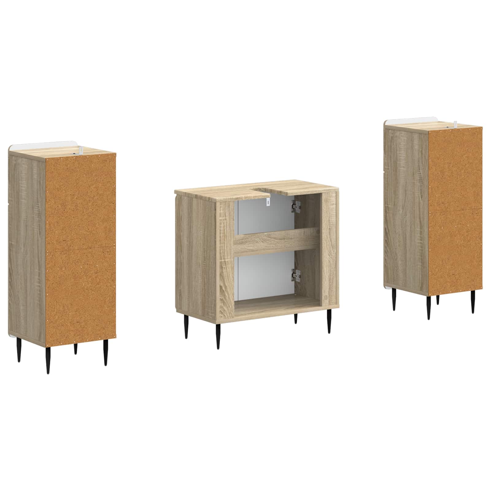 2-delige Badkamerkast Set HAARLEM Sonoma Eiken Bewerkt hout is nu te koop bij PeponiXL, paradijselijk wonen!