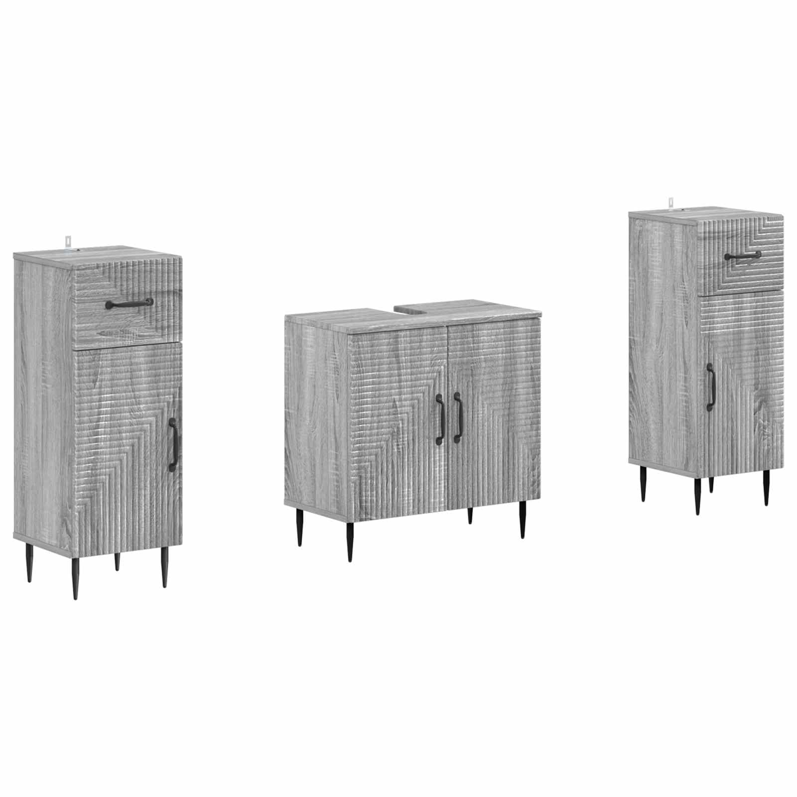 2-delige Badkamerkast Set HAARLEM Grijs Sonoma Bewerkt hout is nu te koop bij PeponiXL, paradijselijk wonen!