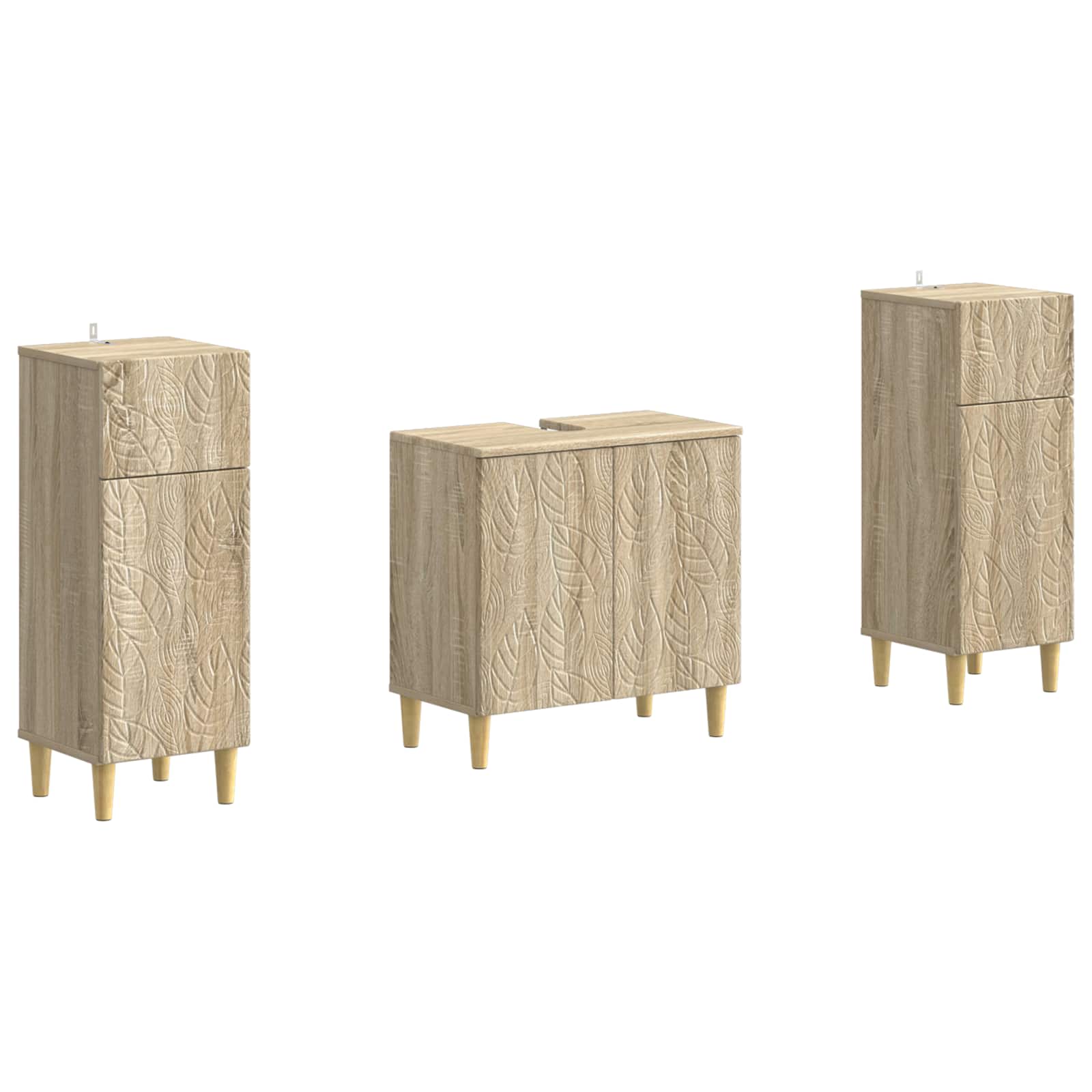 2-delige Badkamerkast Set DELFT Sonoma Eiken Bewerkt hout is nu te koop bij PeponiXL, paradijselijk wonen!