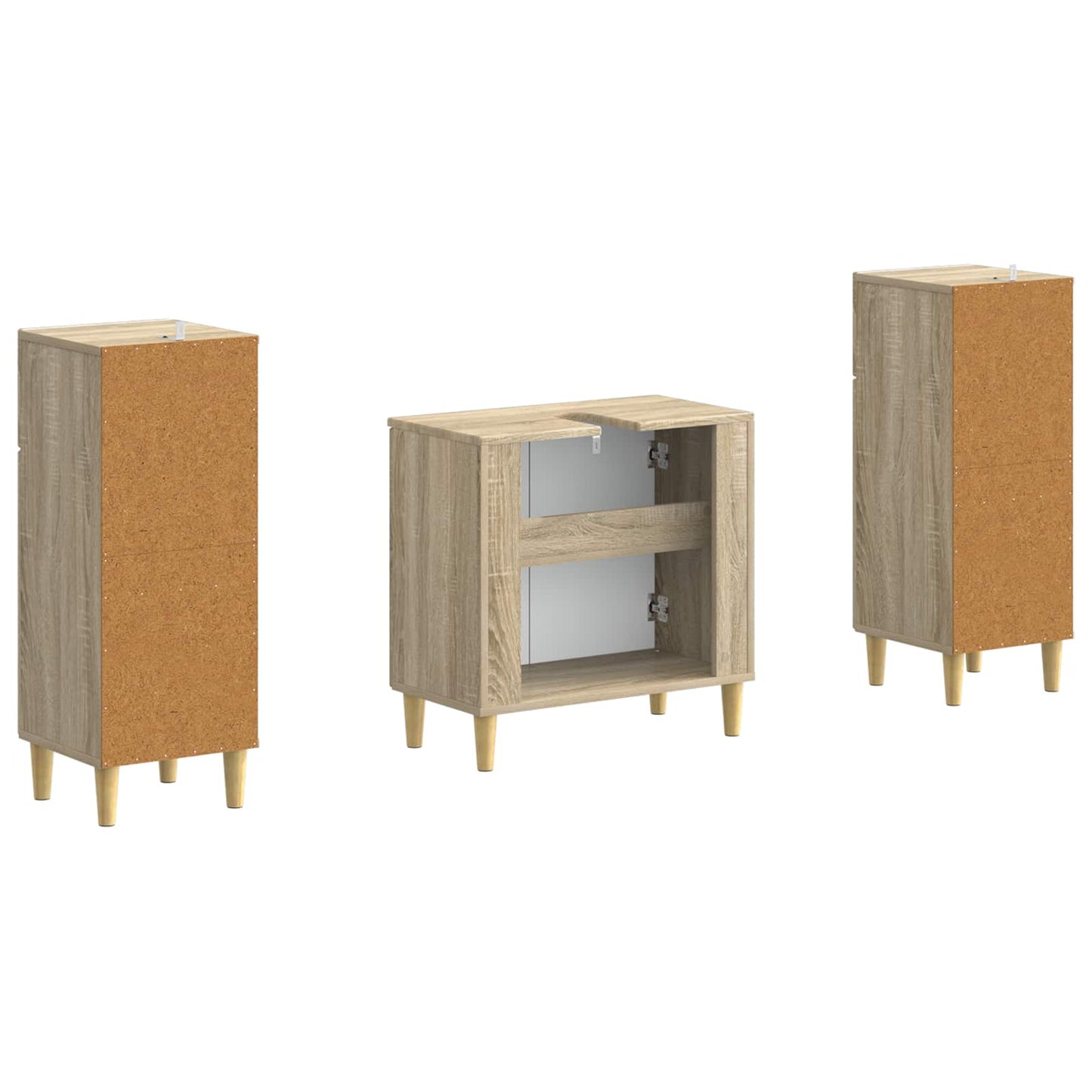 2-delige Badkamerkast Set DELFT Sonoma Eiken Bewerkt hout is nu te koop bij PeponiXL, paradijselijk wonen!
