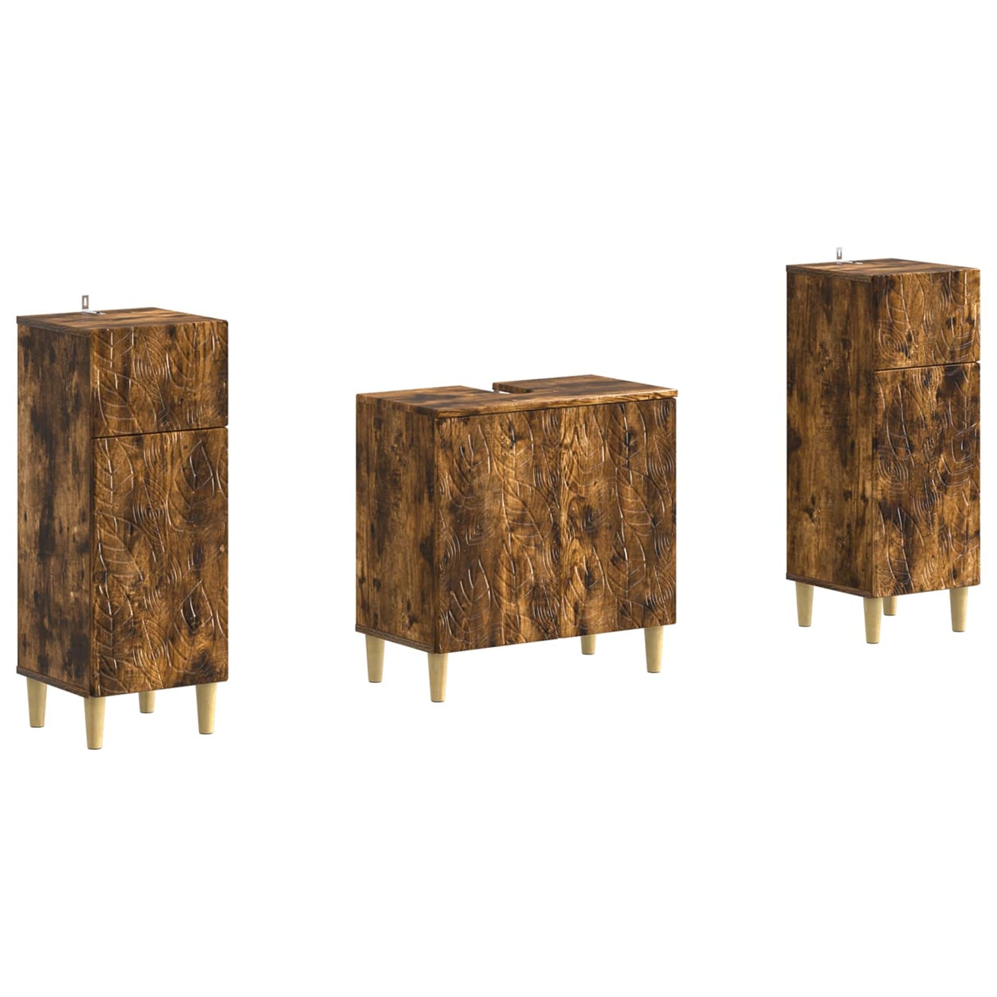 2-delige Badkamerkast Set DELFT Gerookt eiken Bewerkt hout is nu te koop bij PeponiXL, paradijselijk wonen!