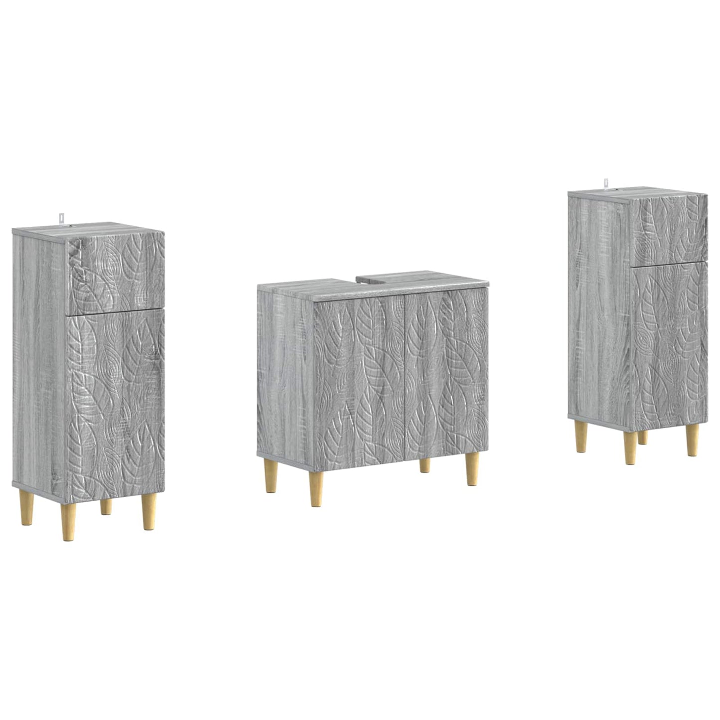 2-delige Badkamerkast Set DELFT Grijs Sonoma Bewerkt hout is nu te koop bij PeponiXL, paradijselijk wonen!