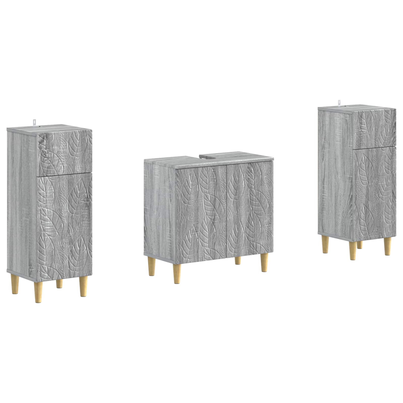 2-delige Badkamerkast Set DELFT Grijs Sonoma Bewerkt hout is nu te koop bij PeponiXL, paradijselijk wonen!
