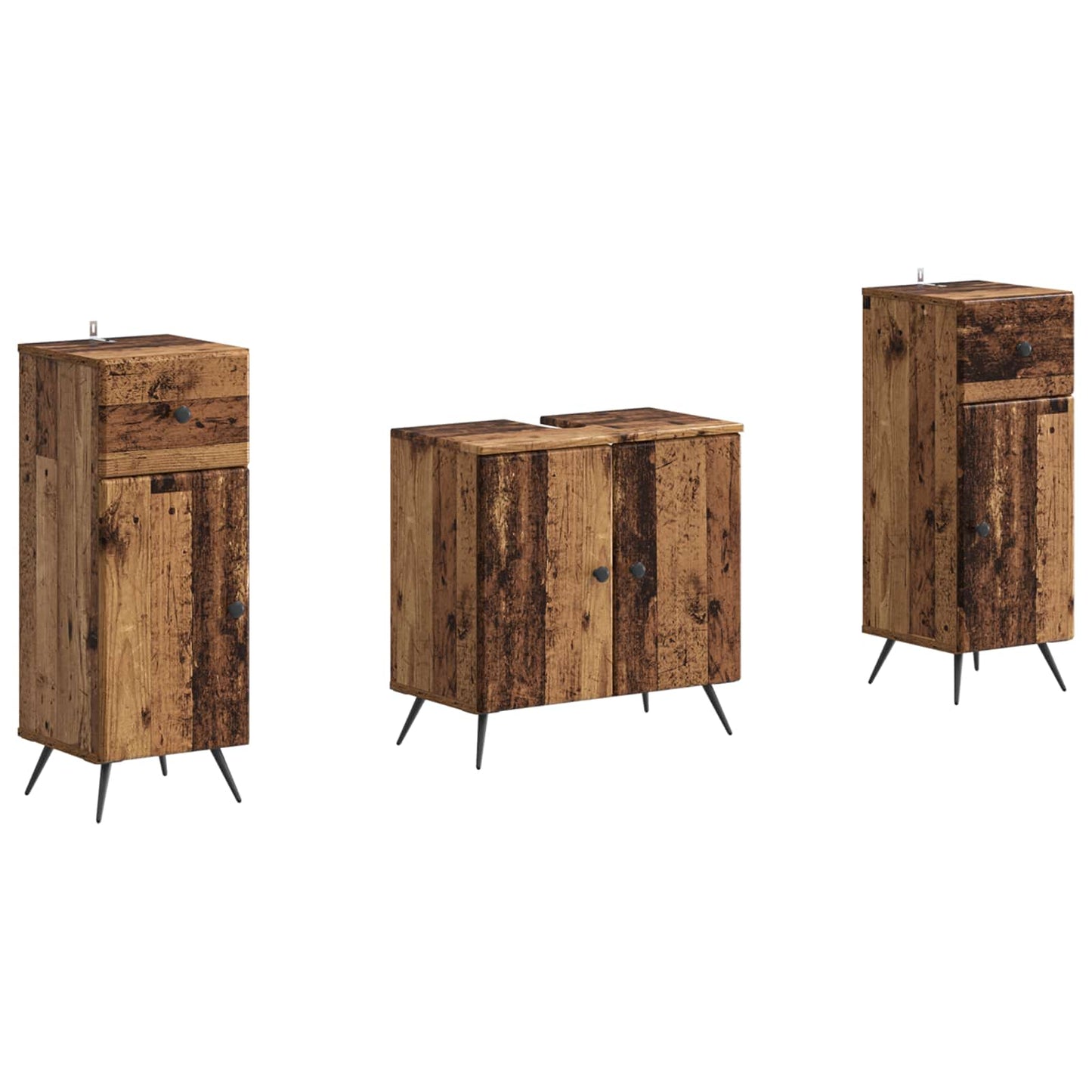 2-delige Badkamerkast Set BREDA Oud hout Bewerkt hout is nu te koop bij PeponiXL, paradijselijk wonen!