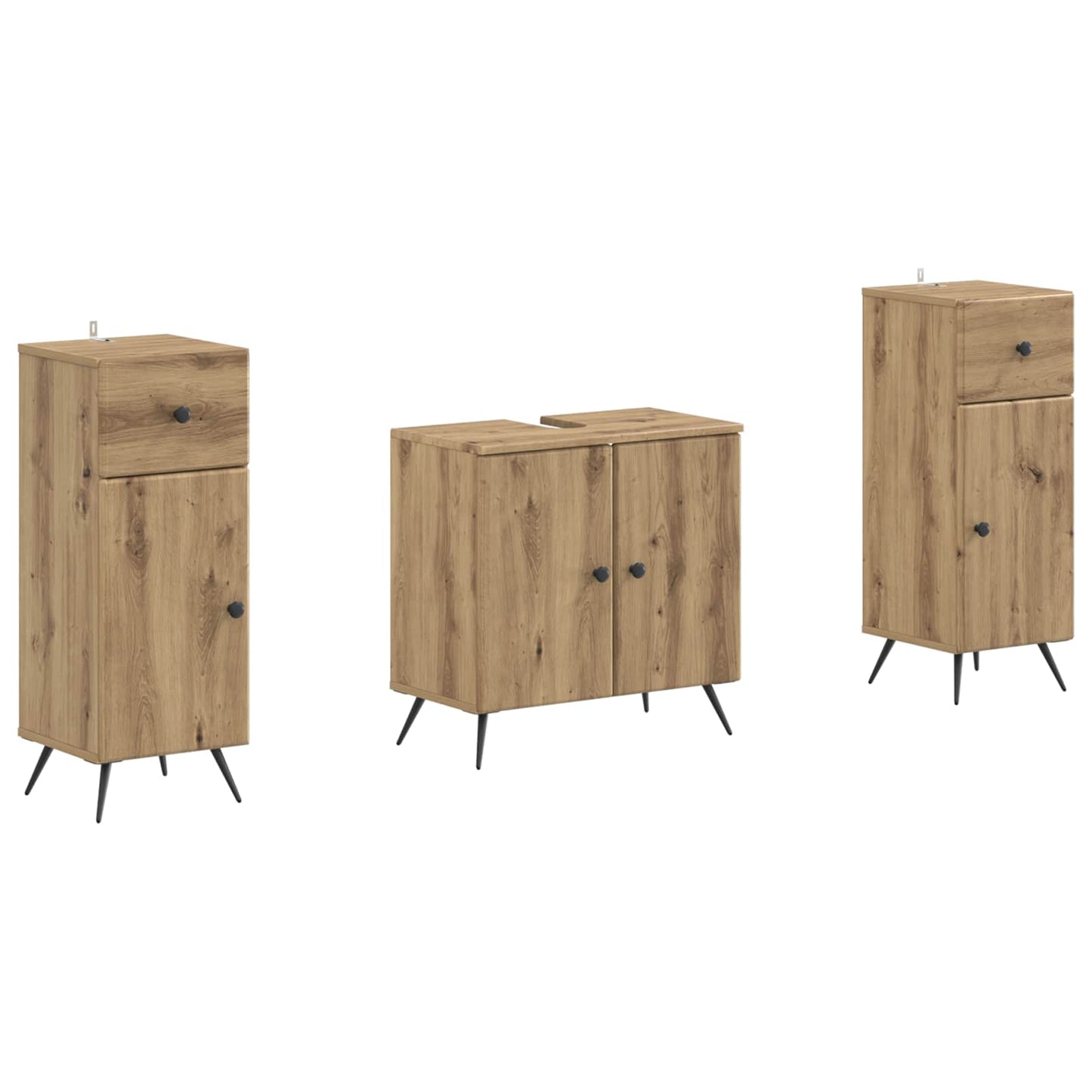 2-delige Badkamerkast Set BREDA Artisanaal eiken Bewerkt hout is nu te koop bij PeponiXL, paradijselijk wonen!