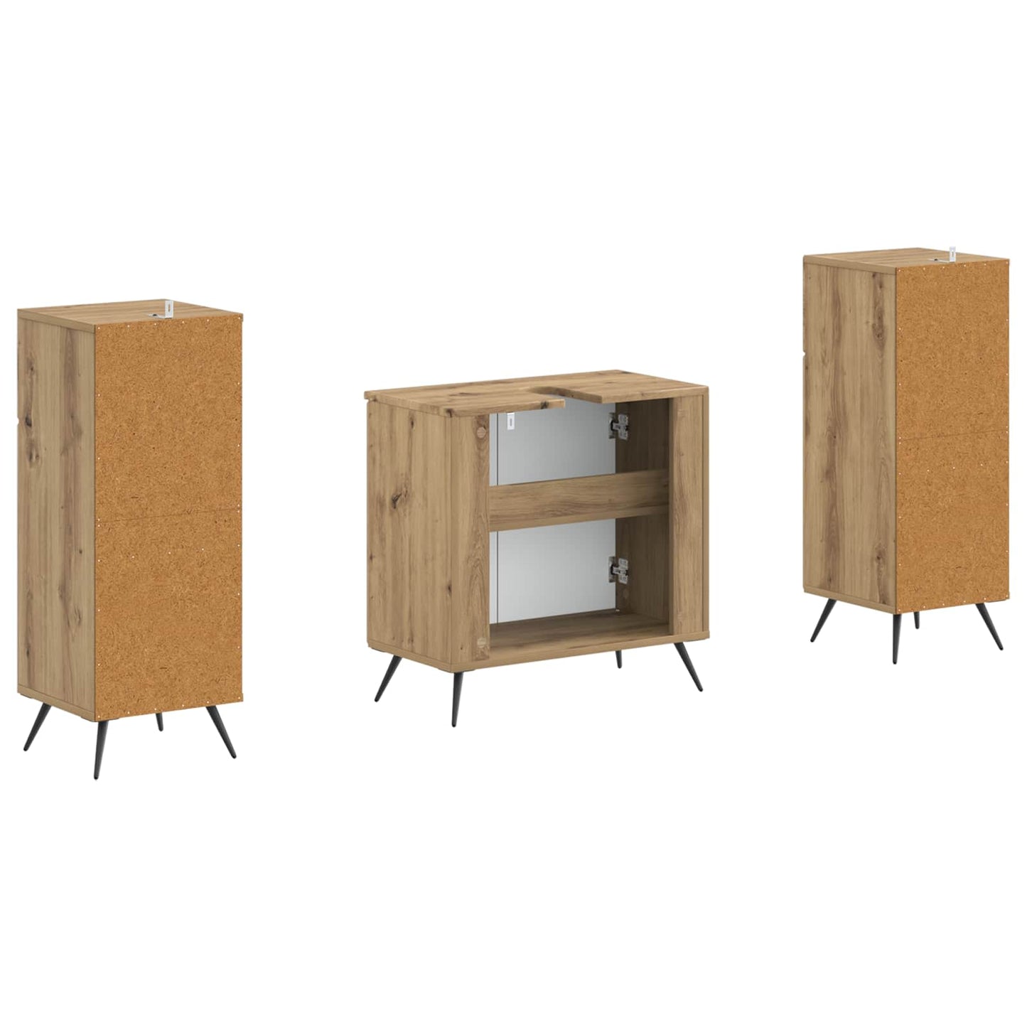 2-delige Badkamerkast Set BREDA Artisanaal eiken Bewerkt hout is nu te koop bij PeponiXL, paradijselijk wonen!