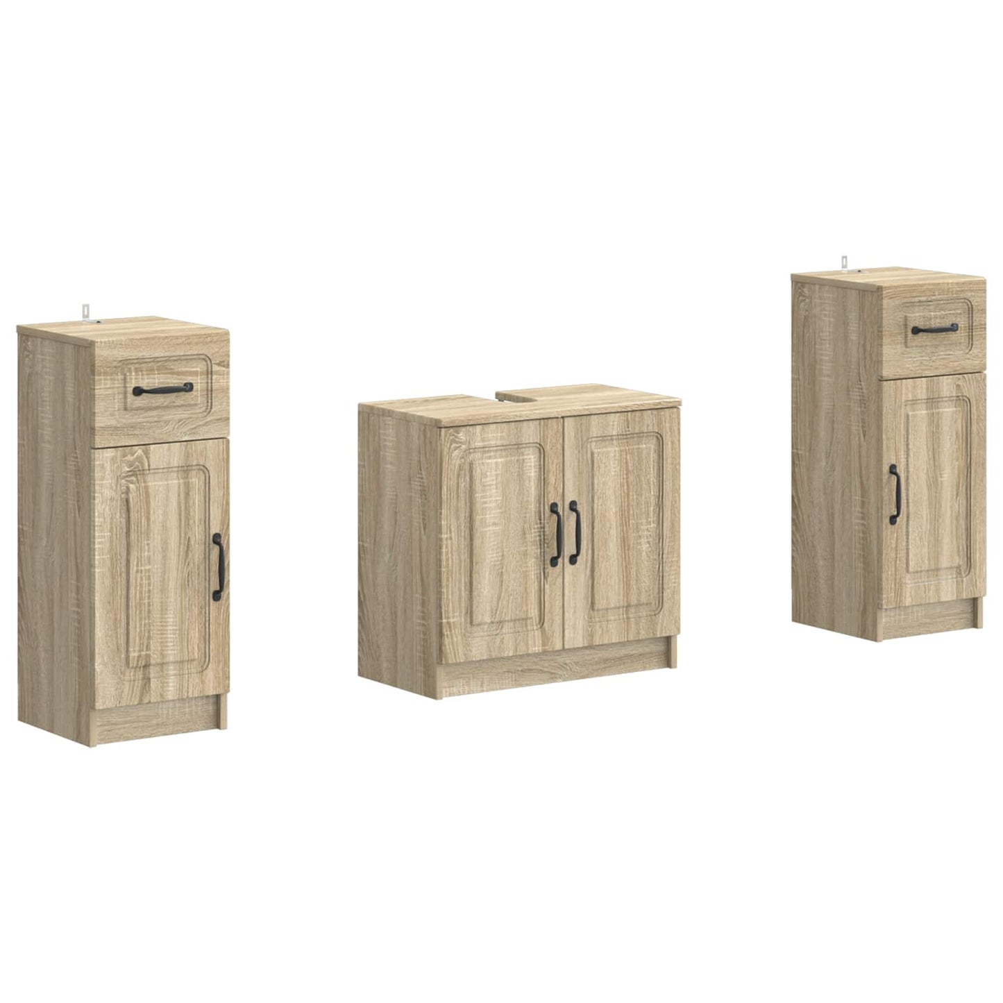 2-delige Badkamerkast Set UTRECHT Sonoma Eiken Bewerkt hout is nu te koop bij PeponiXL, paradijselijk wonen!