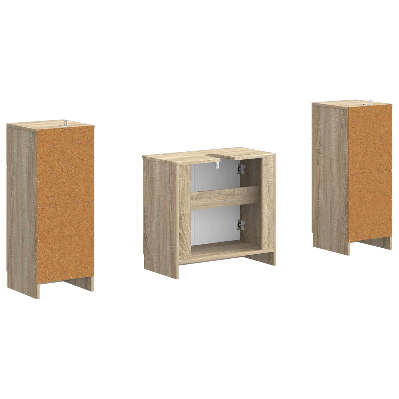 2-delige Badkamerkast Set UTRECHT Sonoma Eiken Bewerkt hout is nu te koop bij PeponiXL, paradijselijk wonen!