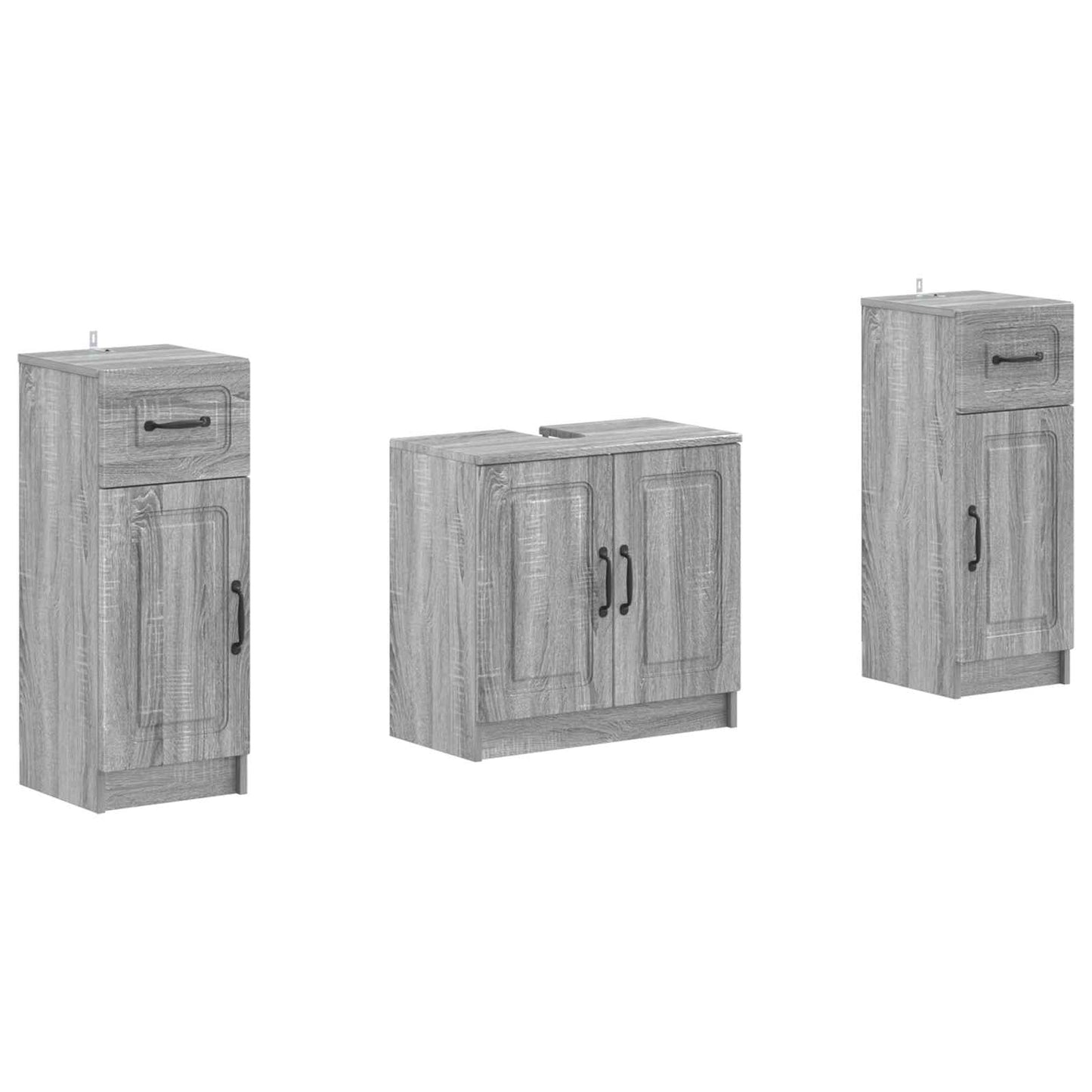 2-delige Badkamerkast Set UTRECHT Grijs Sonoma Bewerkt hout is nu te koop bij PeponiXL, paradijselijk wonen!