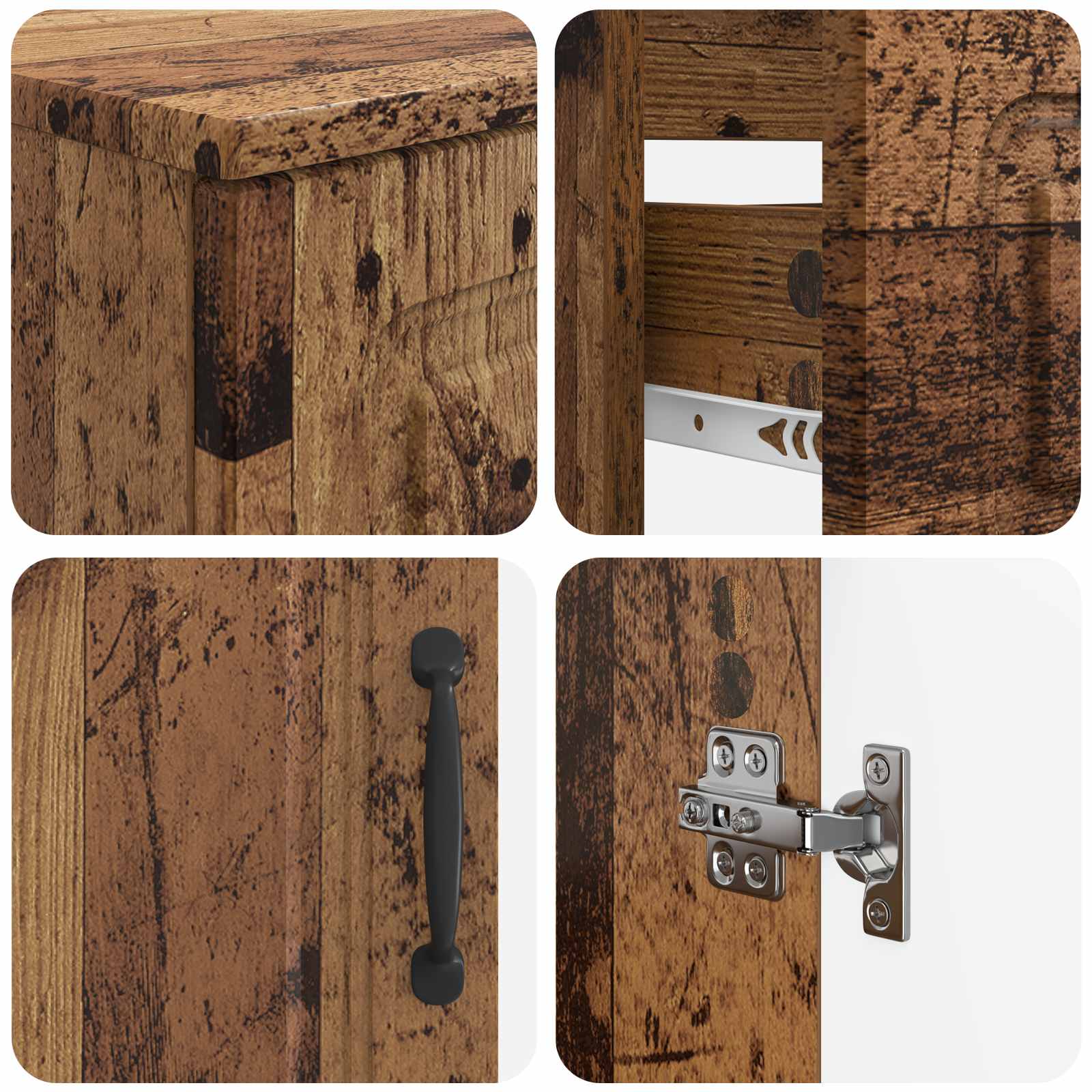 2-delige Badkamerkast Set UTRECHT Oud hout Bewerkt hout is nu te koop bij PeponiXL, paradijselijk wonen!