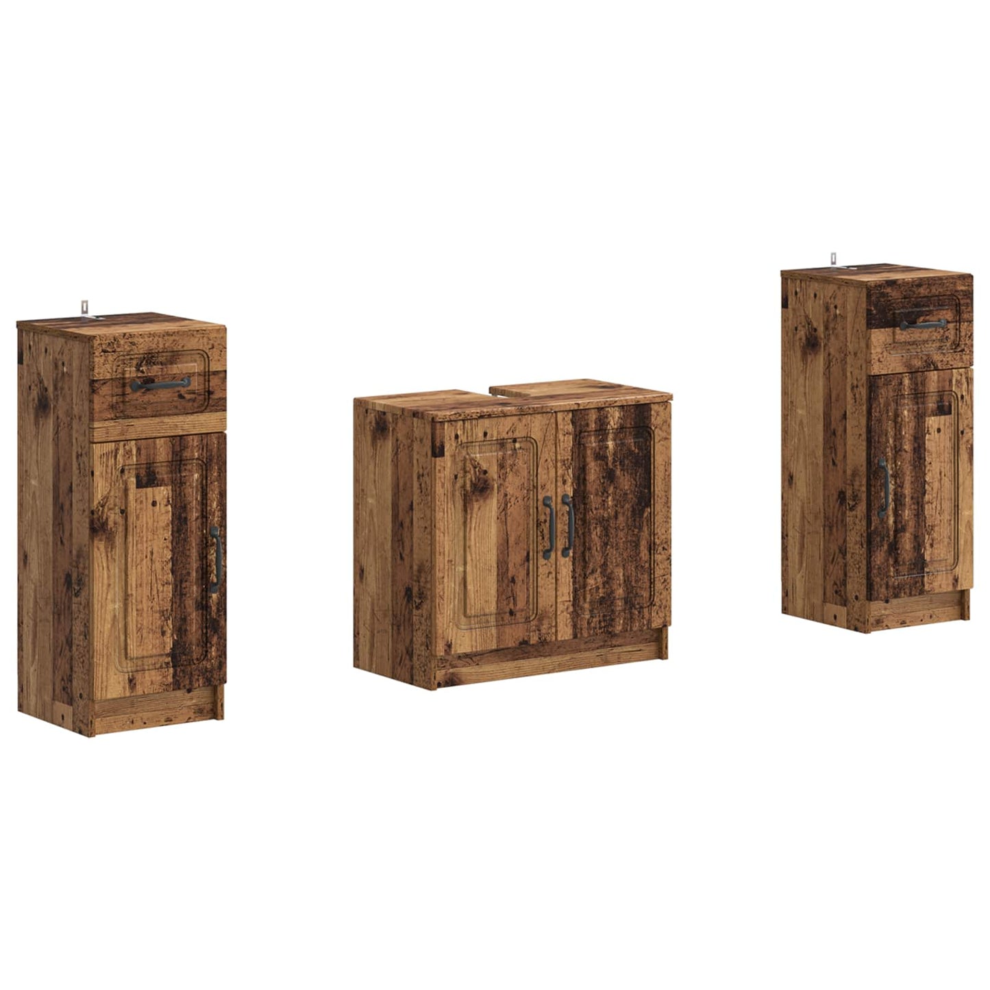 2-delige Badkamerkast Set UTRECHT Oud hout Bewerkt hout is nu te koop bij PeponiXL, paradijselijk wonen!