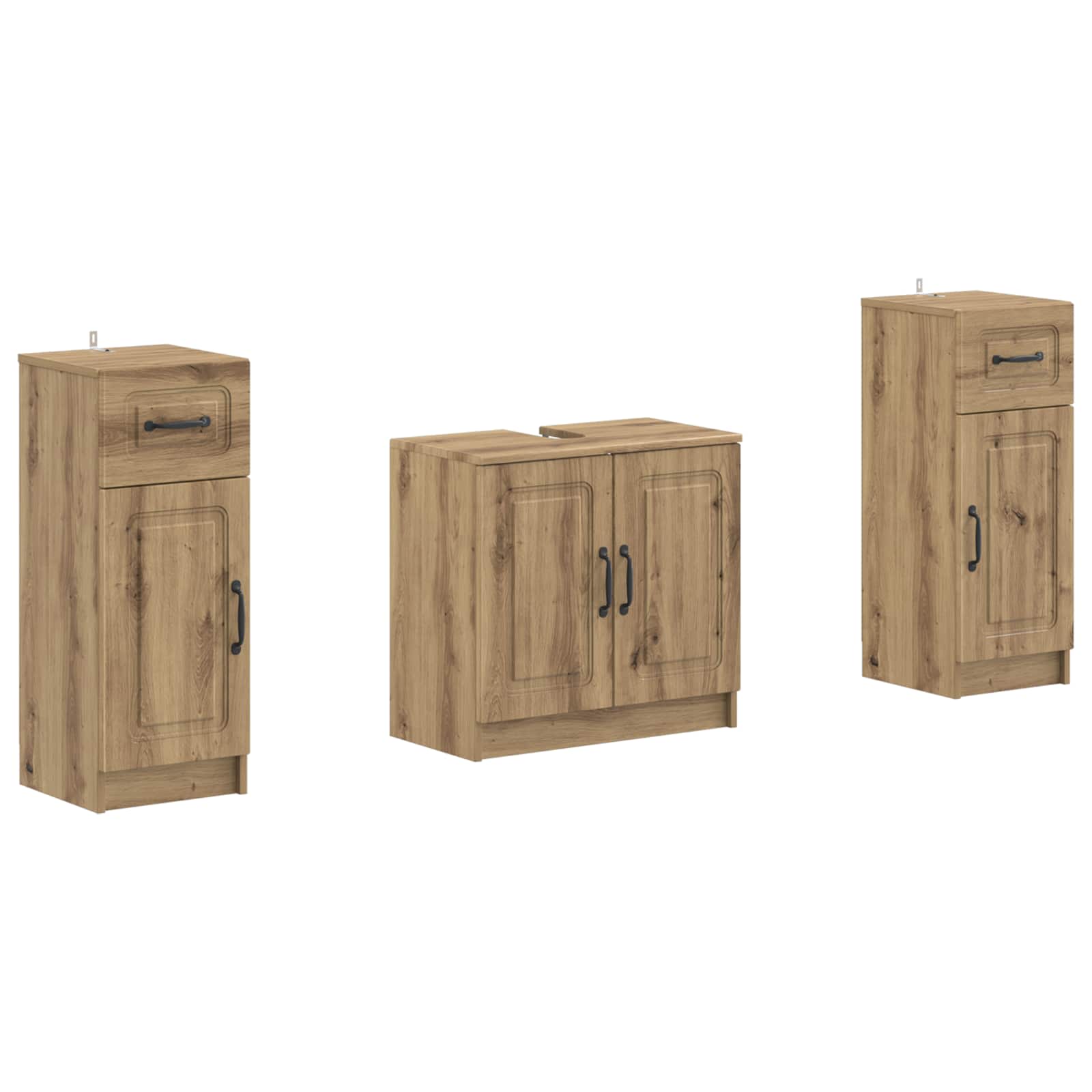 2-delige Badkamerkast Set UTRECHT Artisanaal eiken Bewerkt hout is nu te koop bij PeponiXL, paradijselijk wonen!