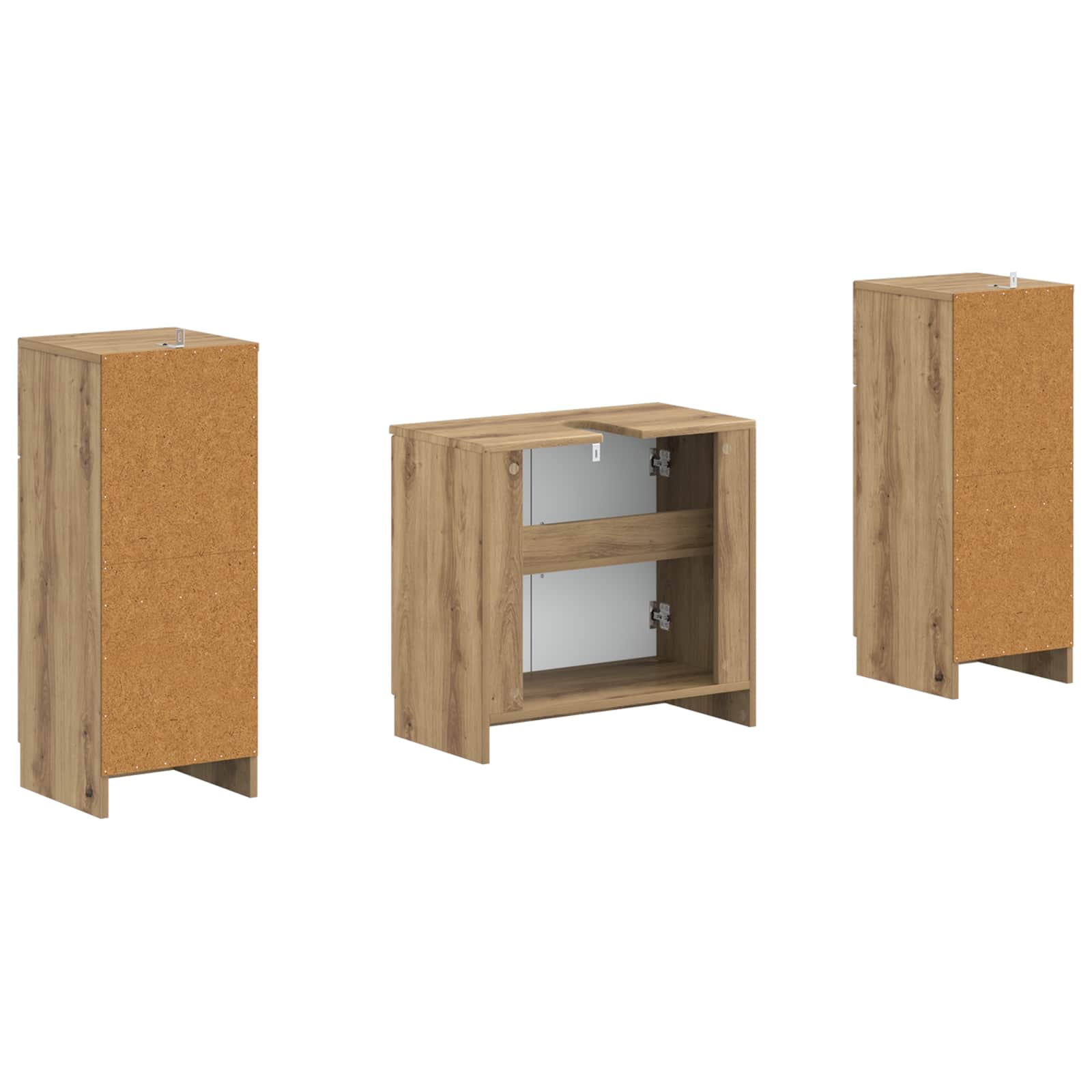 2-delige Badkamerkast Set UTRECHT Artisanaal eiken Bewerkt hout is nu te koop bij PeponiXL, paradijselijk wonen!