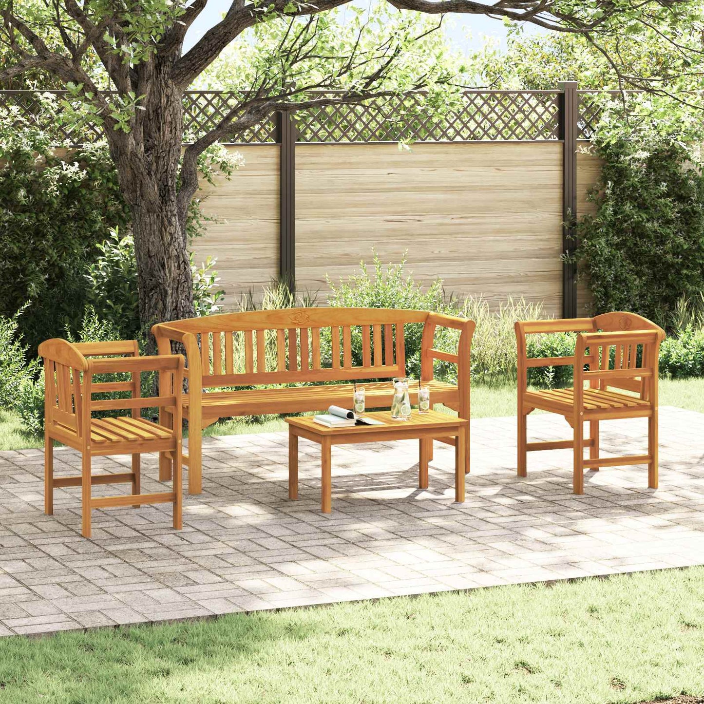 Tuinrozelounge set 4 pcs Massief Acaciahout is nu te koop bij PeponiXL, paradijselijk wonen!