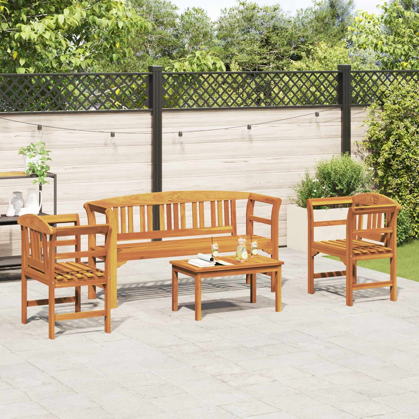 Tuinrozelounge set 4 pcs Massief Acaciahout is nu te koop bij PeponiXL, paradijselijk wonen!
